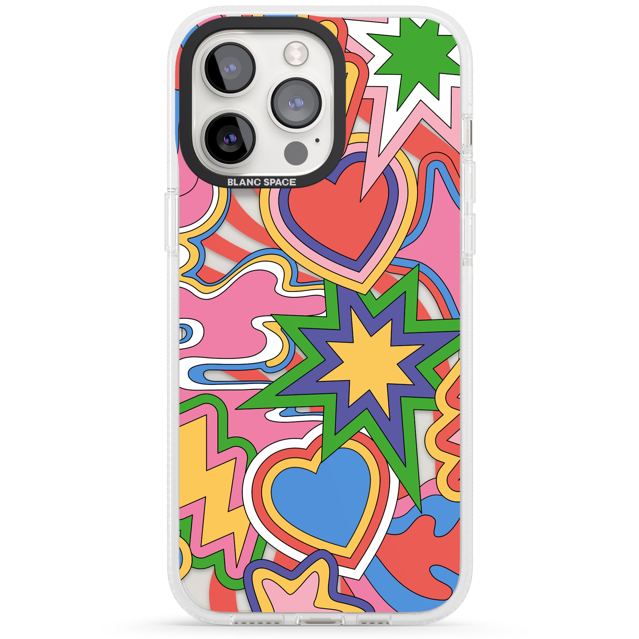 Psychedelic Pop Art Explosion iPhone 15 Pro Max / 15 Pro / 14 Pro Max / 14 Pro / 13 Pro Clear Case Impact Air - Blanc Space