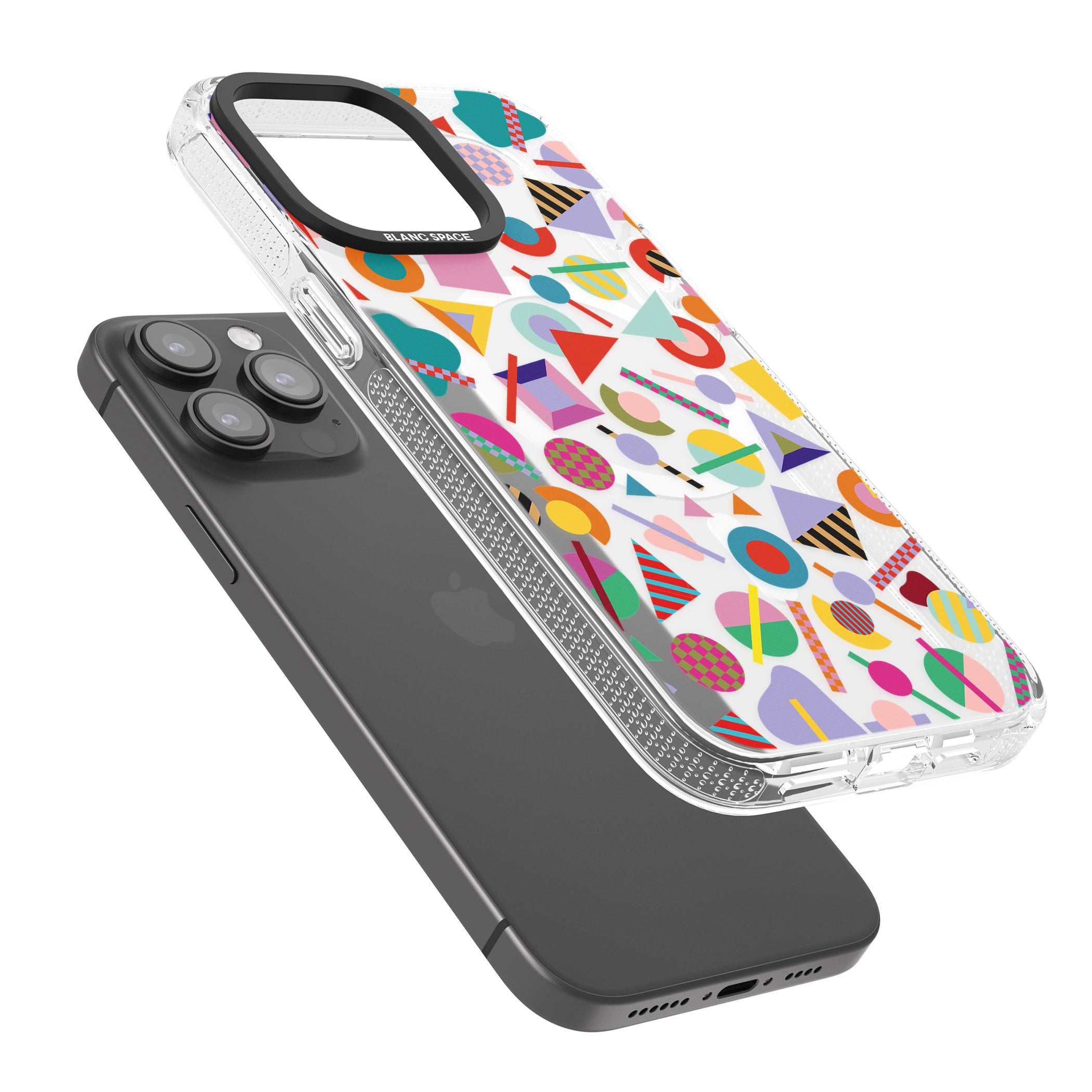 Retro Carnival Shapes iPhone 15 Pro Max / 15 Pro / 14 Pro Max / 14 Pro / 13 Pro Clear Case Impact Air - Blanc Space