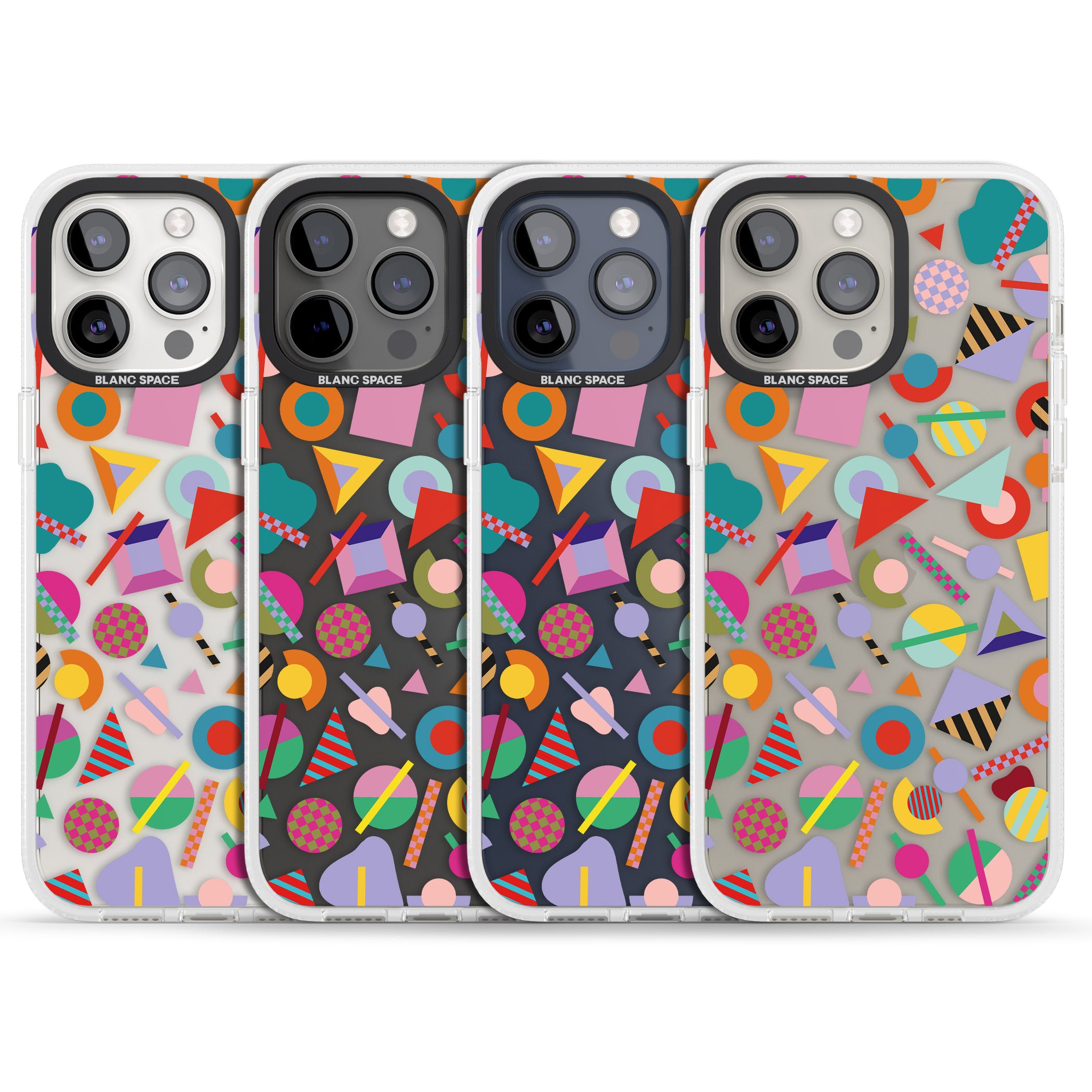 Retro Carnival Shapes iPhone 15 Pro Max / 15 Pro / 14 Pro Max / 14 Pro / 13 Pro Clear Case Impact Air - Blanc Space