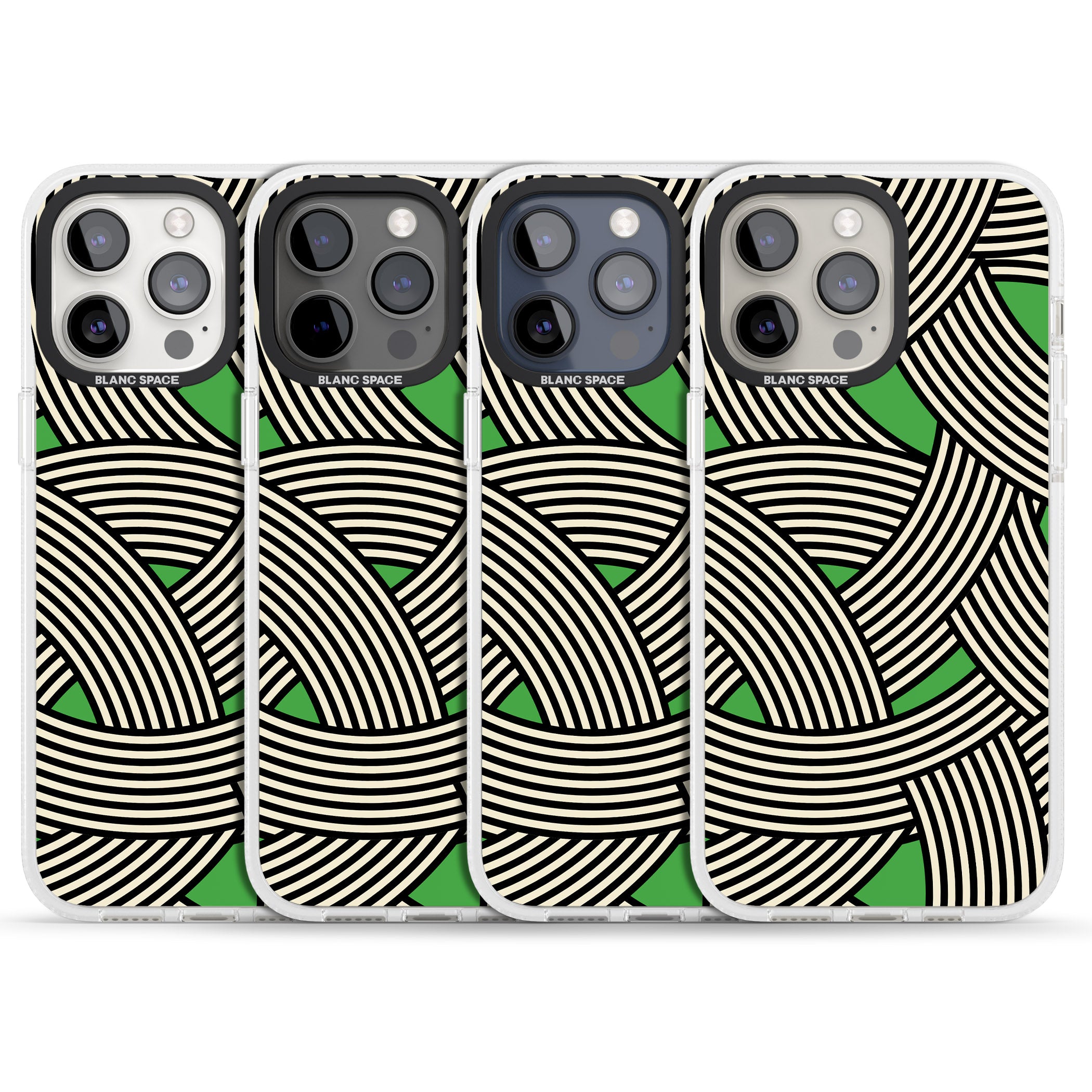 Green Optic Waves iPhone 15 Pro Max / 15 Pro / 14 Pro Max / 14 Pro / 13 Pro Clear Case Impact Air - Blanc Space