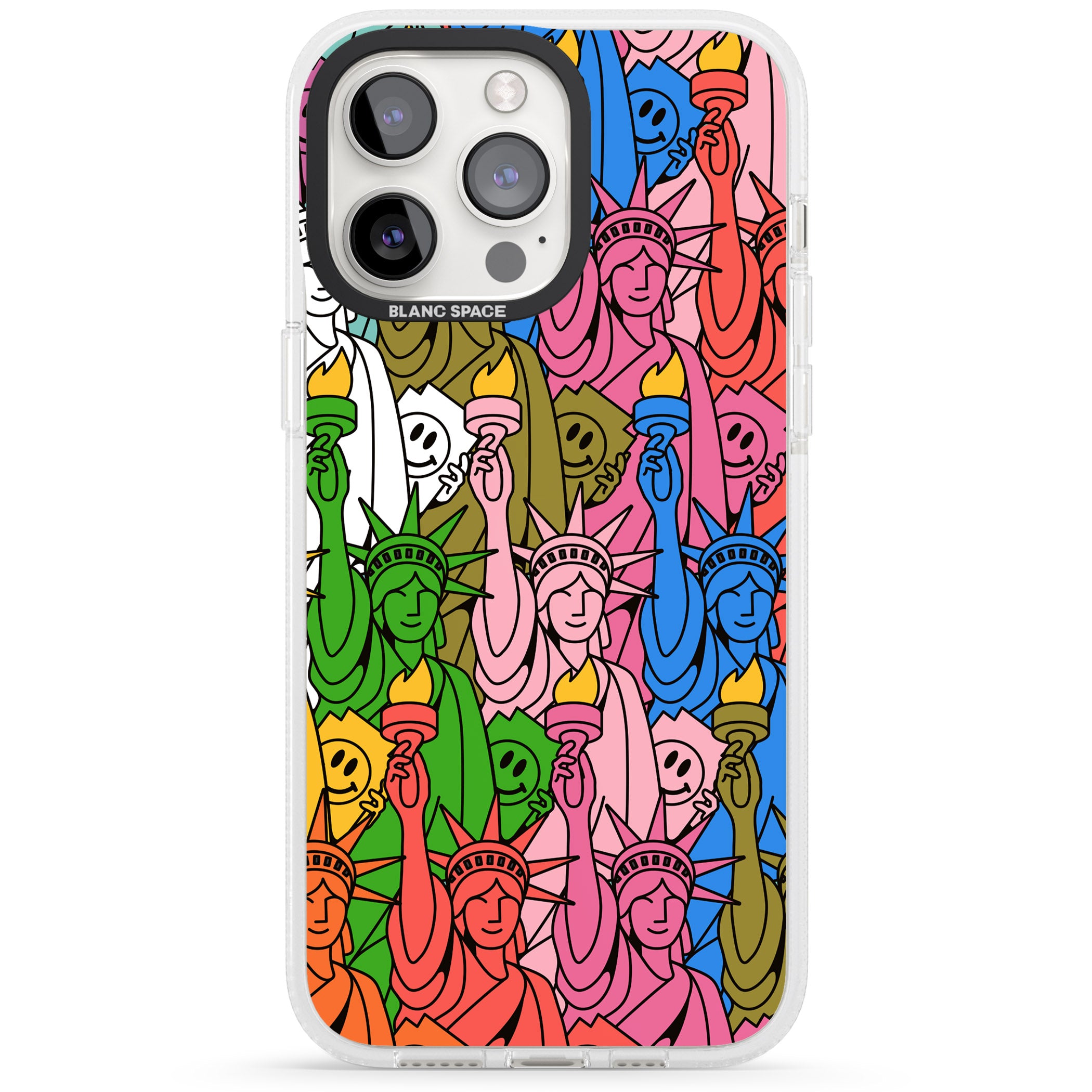 Multicolour Liberty Pattern iPhone 15 Pro Max / 15 Pro / 14 Pro Max / 14 Pro / 13 Pro Clear Case Impact Air - Blanc Space