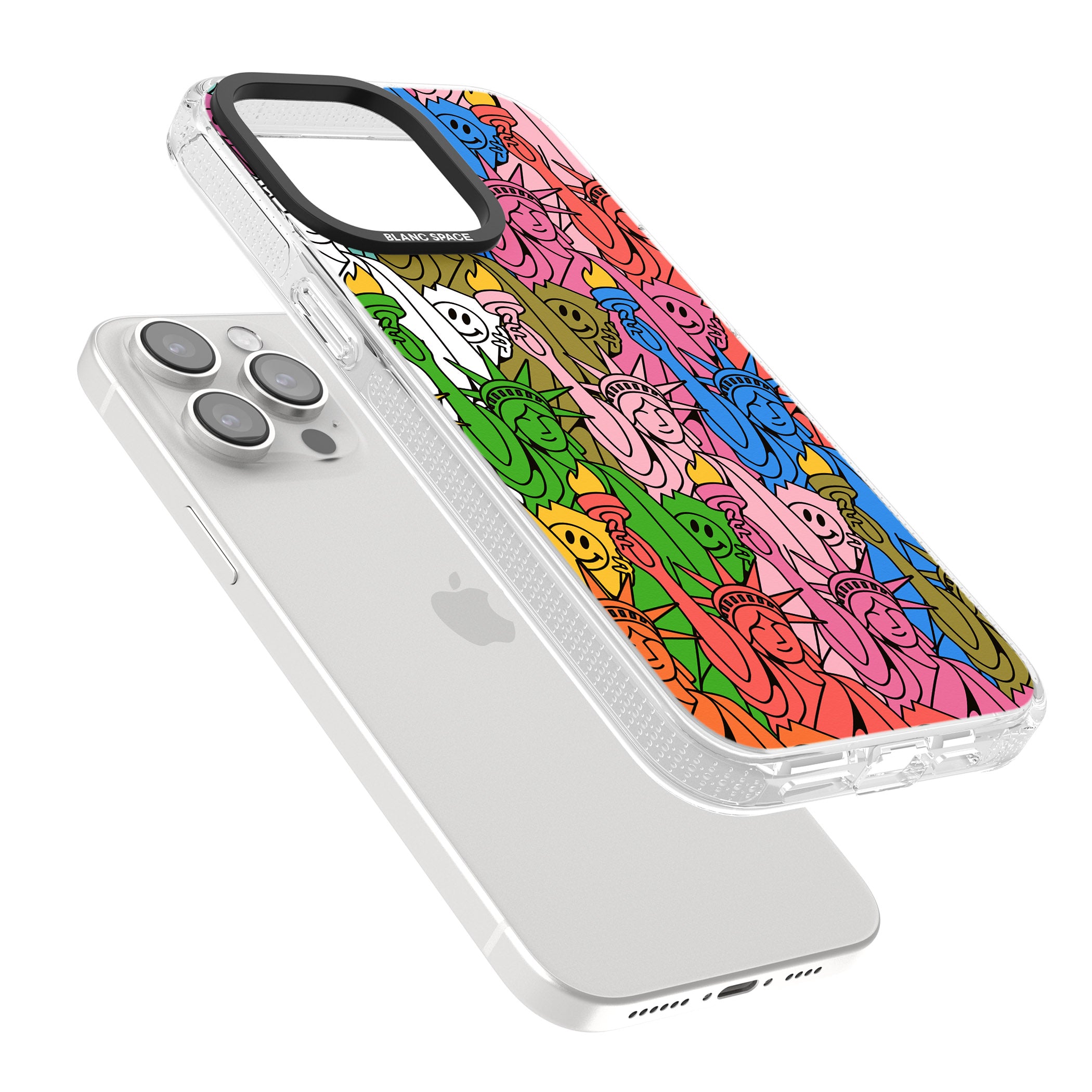 Multicolour Liberty Pattern iPhone 15 Pro Max / 15 Pro / 14 Pro Max / 14 Pro / 13 Pro Clear Case Impact Air - Blanc Space