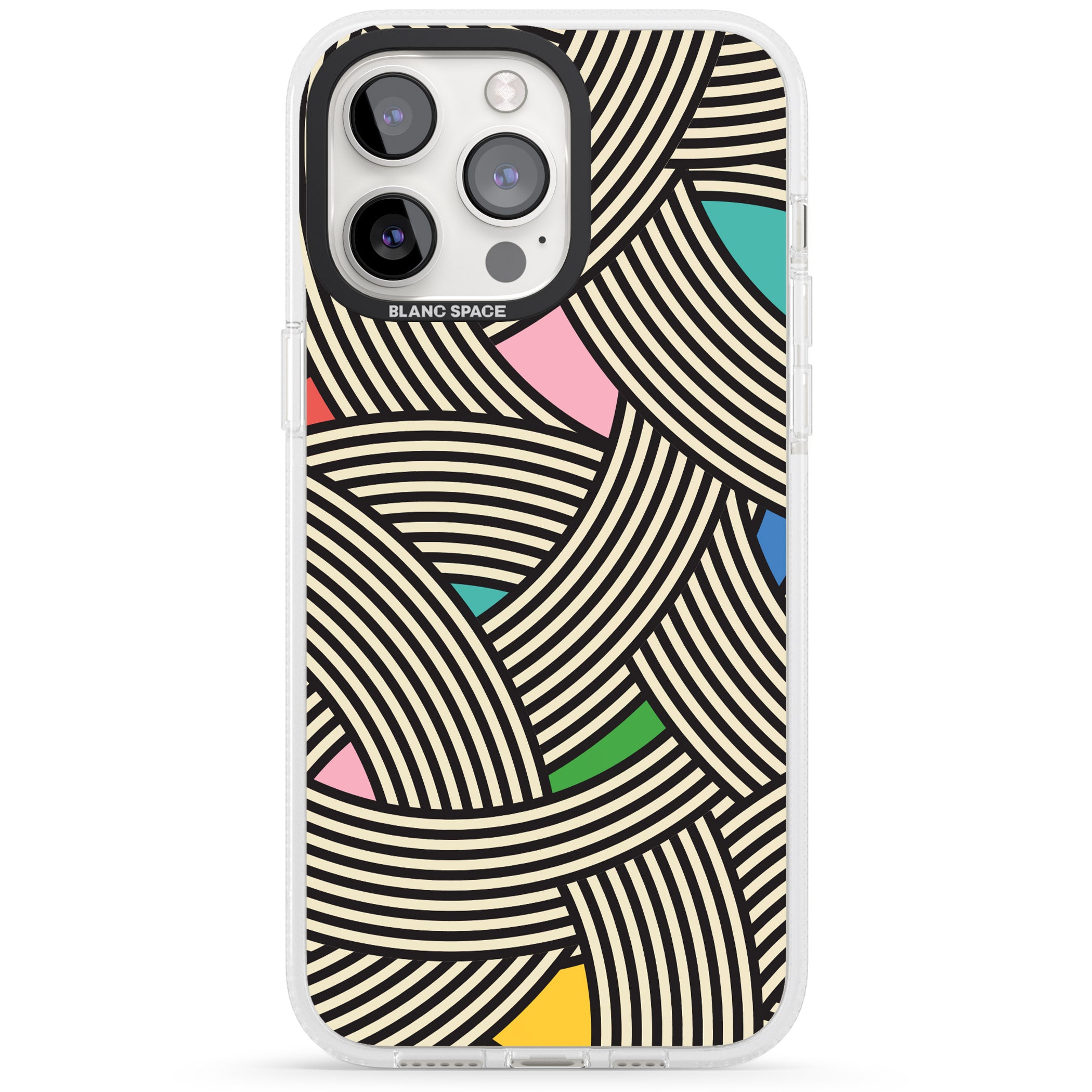 Multicolour Optic Waves iPhone 15 Pro Max / 15 Pro / 14 Pro Max / 14 Pro / 13 Pro Clear Case Impact Air - Blanc Space