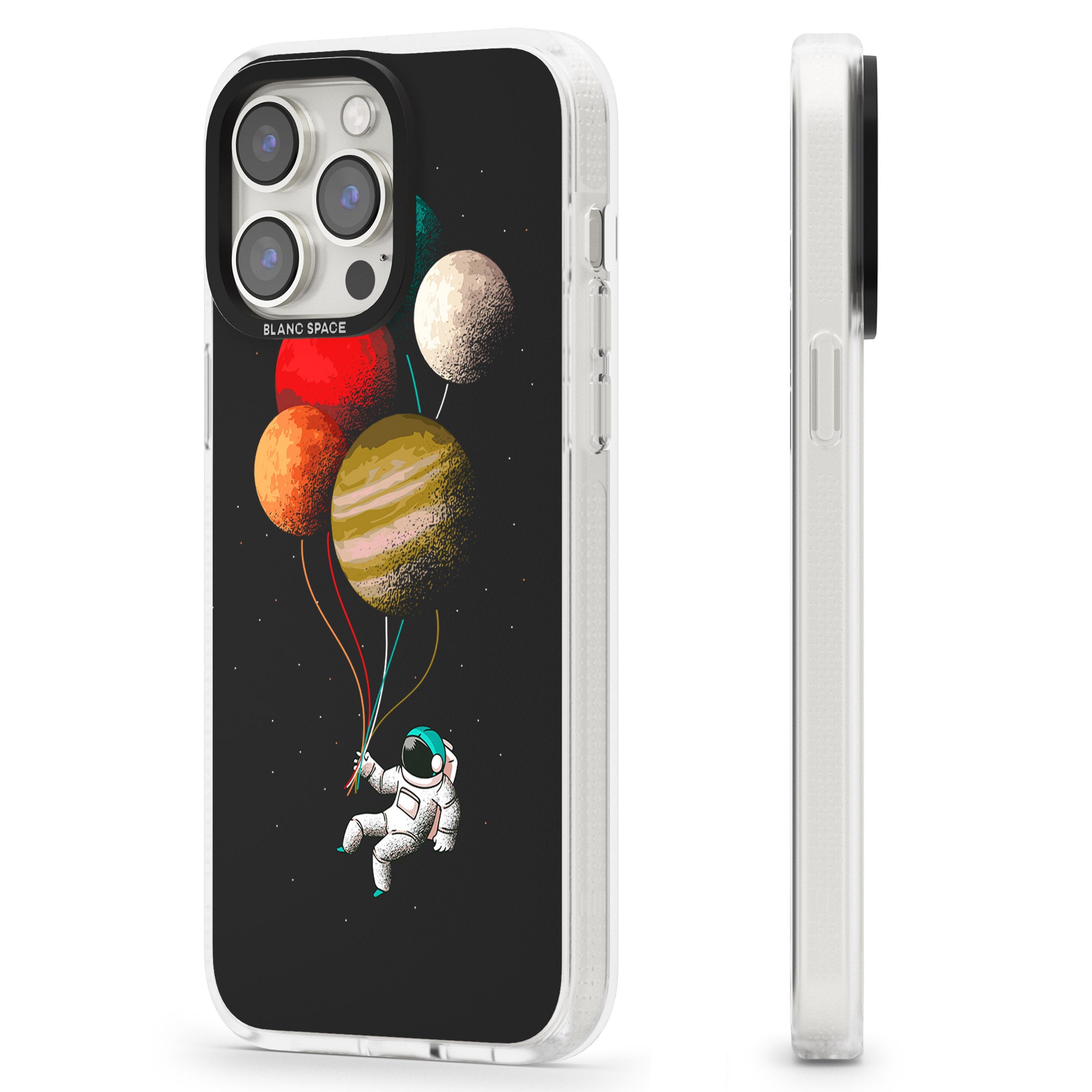 Astronaut Balloon Planets iPhone 15 Pro Max / 15 Pro / 14 Pro Max / 14 Pro / 13 Pro Clear Case Impact Air - Blanc Space