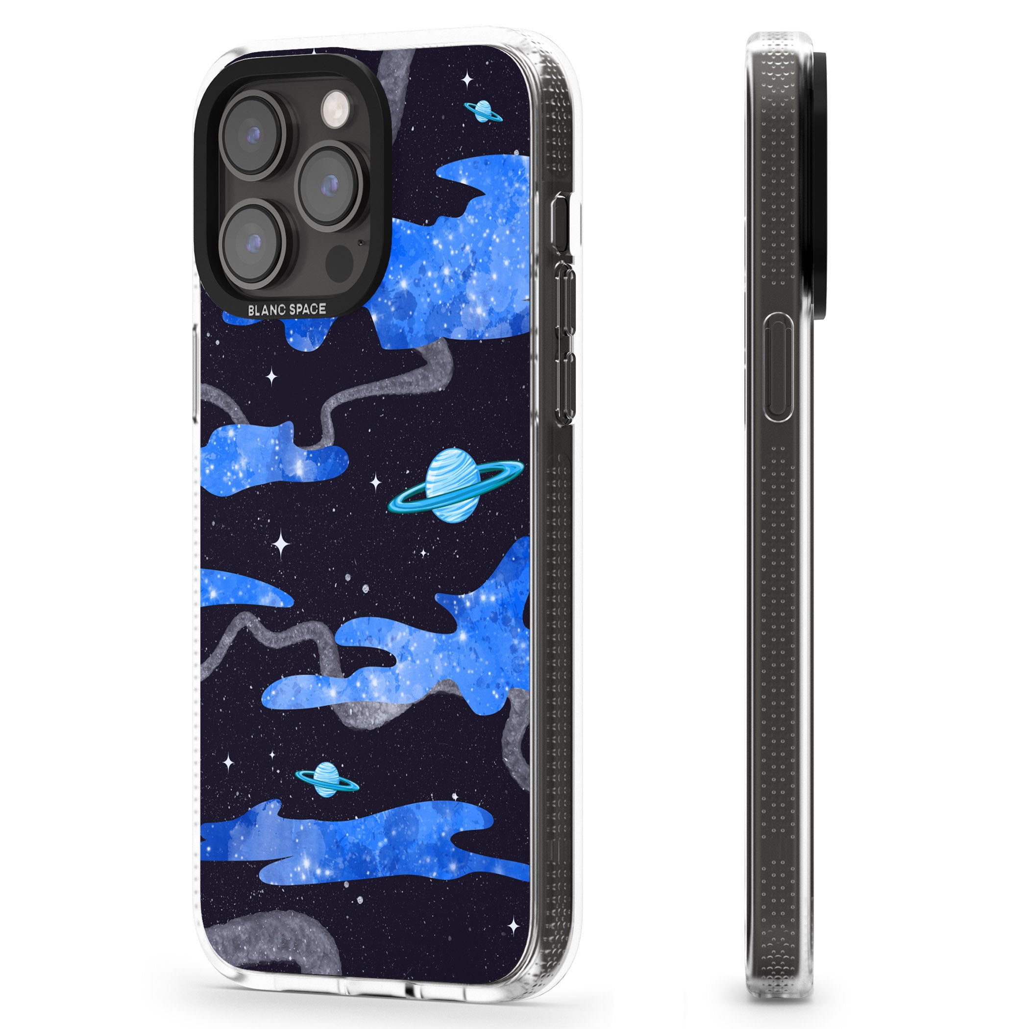 Blue Galaxy iPhone 15 Pro Max / 15 Pro / 14 Pro Max / 14 Pro / 13 Pro Clear Case Impact Air - Blanc Space