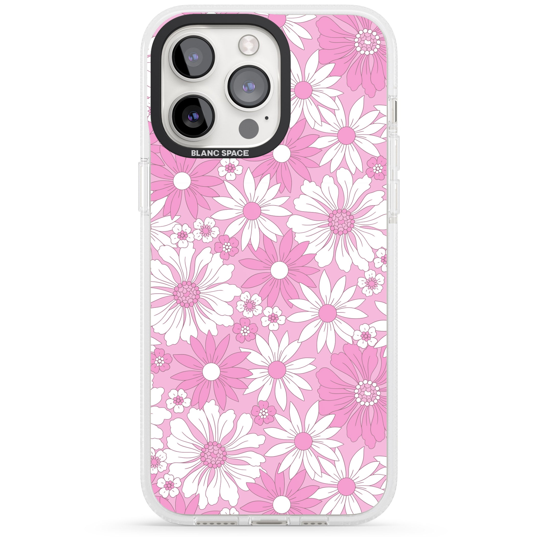 Pink & White Flowers iPhone 15 Pro Max / 15 Pro / 14 Pro Max / 14 Pro / 13 Pro Clear Case Impact Air - Blanc Space