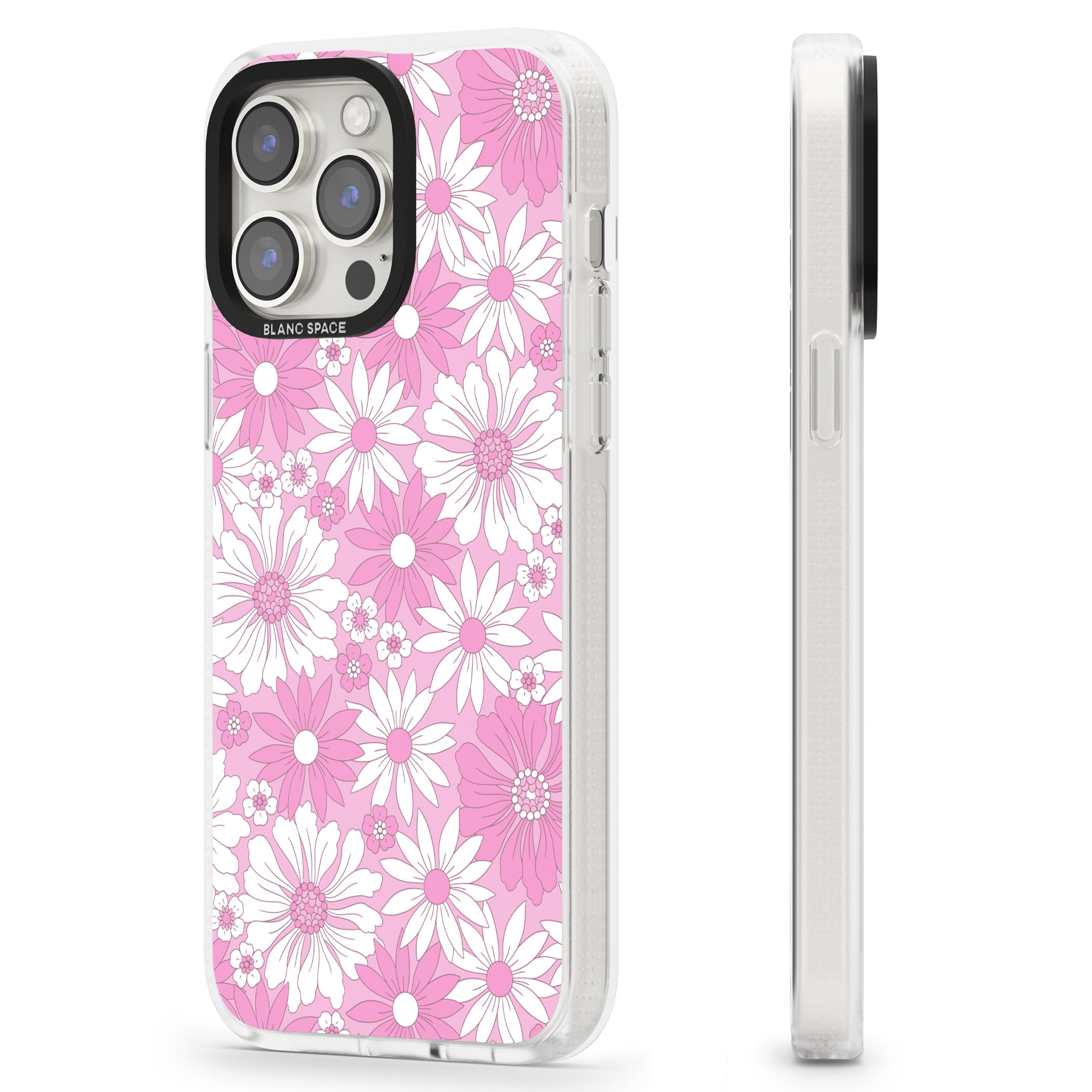 Pink & White Flowers iPhone 15 Pro Max / 15 Pro / 14 Pro Max / 14 Pro / 13 Pro Clear Case Impact Air - Blanc Space