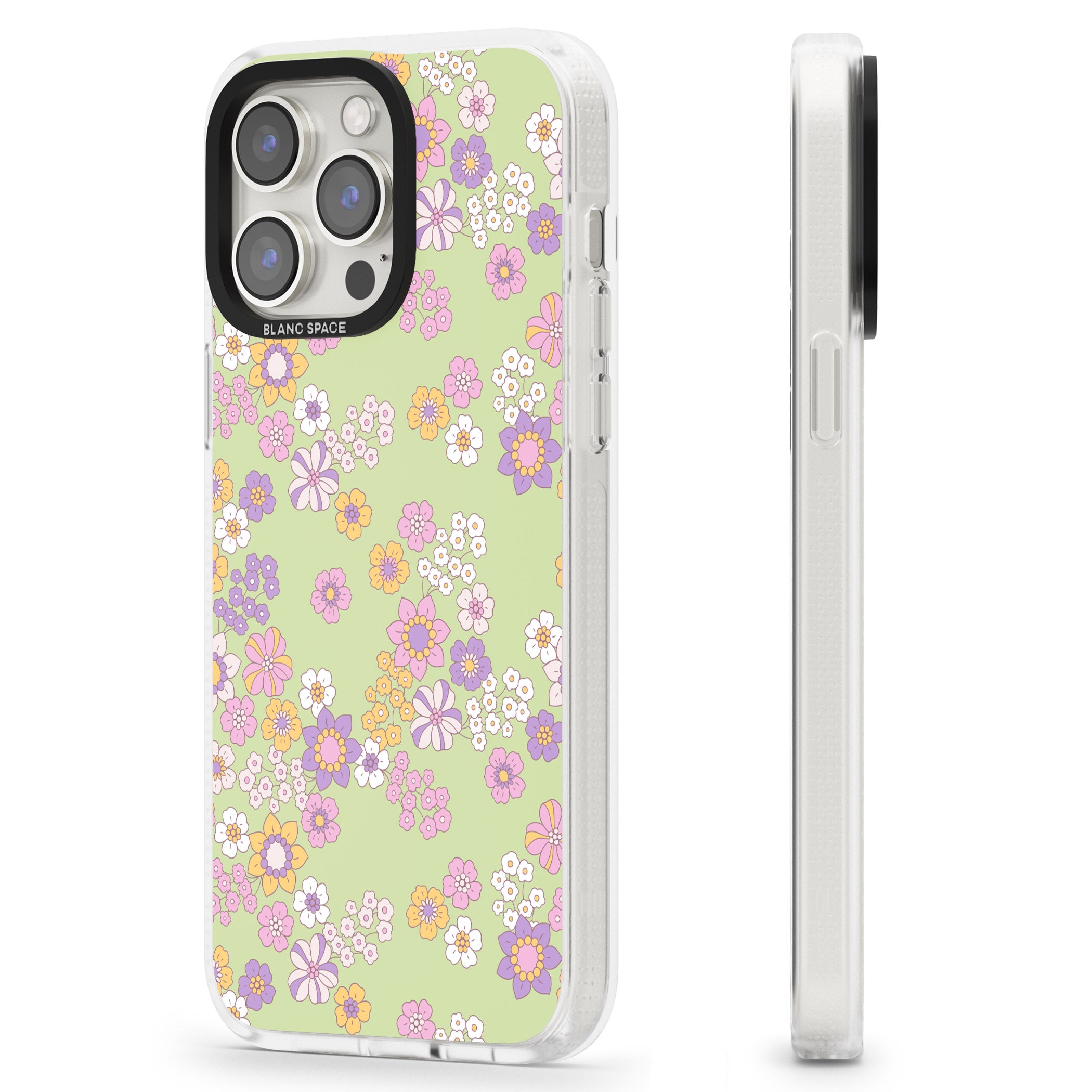 Grass Green Flowers iPhone 15 Pro Max / 15 Pro / 14 Pro Max / 14 Pro / 13 Pro Clear Case Impact Air - Blanc Space