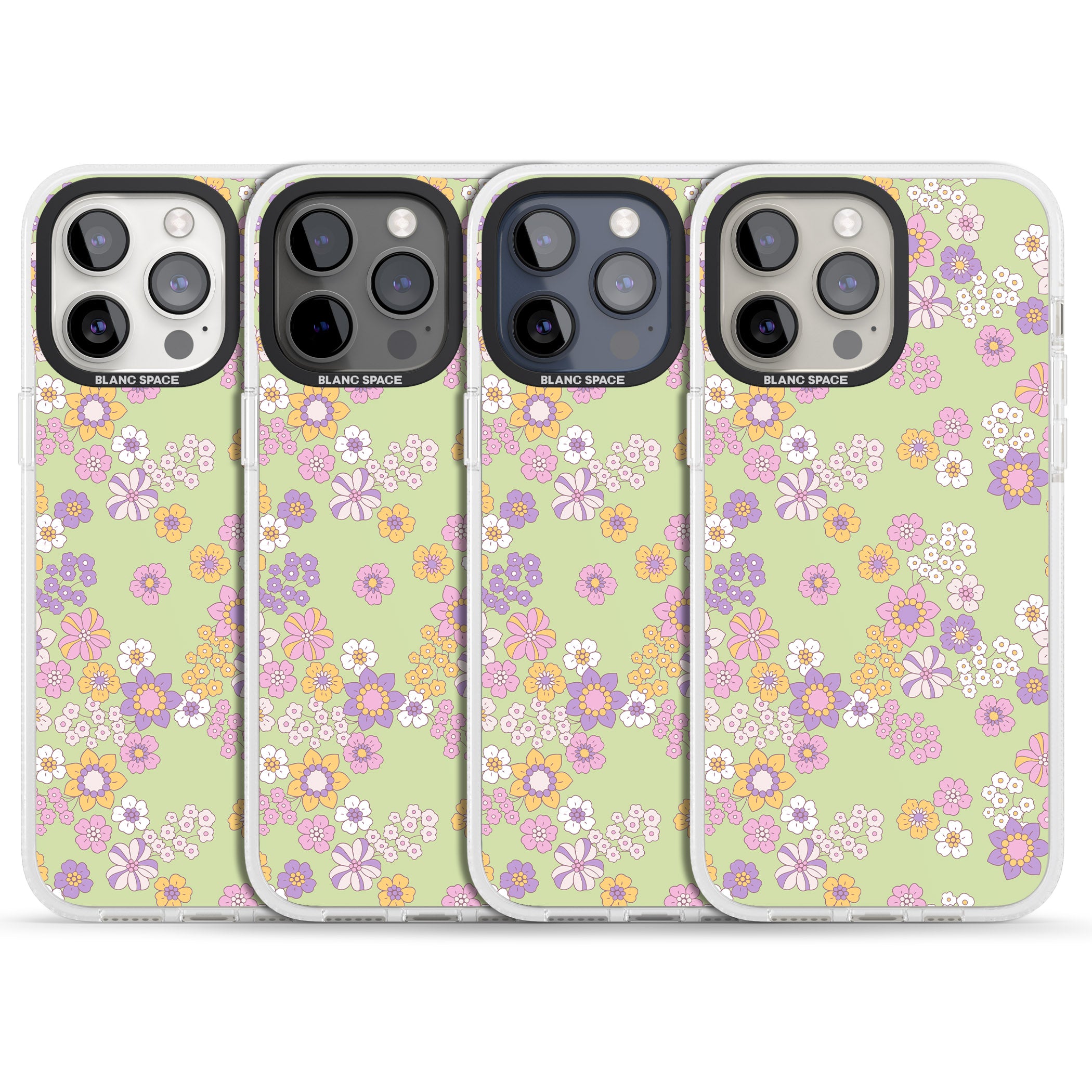 Grass Green Flowers iPhone 15 Pro Max / 15 Pro / 14 Pro Max / 14 Pro / 13 Pro Clear Case Impact Air - Blanc Space