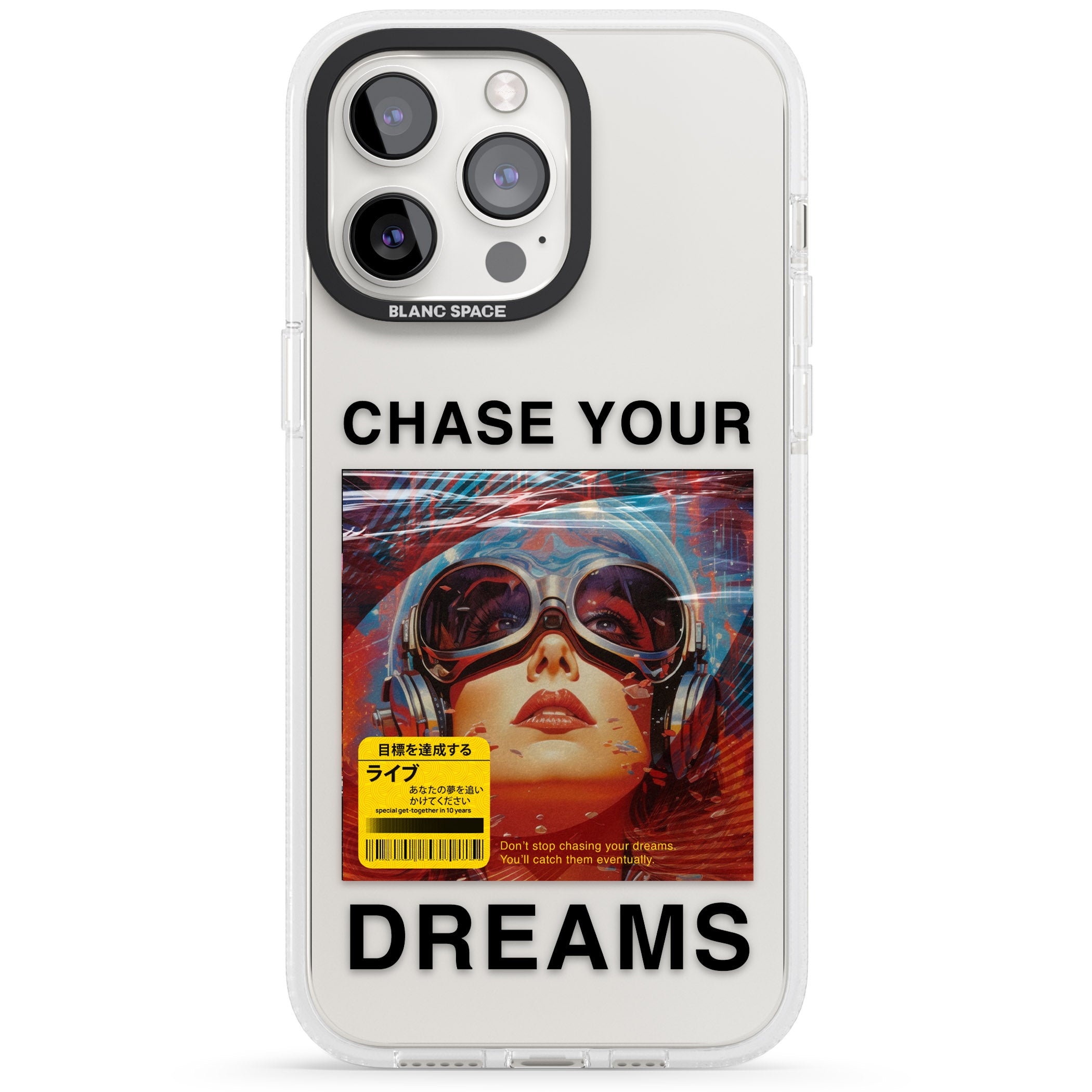 Chase Your Dreams iPhone 15 Pro Max / 15 Pro / 14 Pro Max / 14 Pro / 13 Pro Clear Case Impact Air - Blanc Space