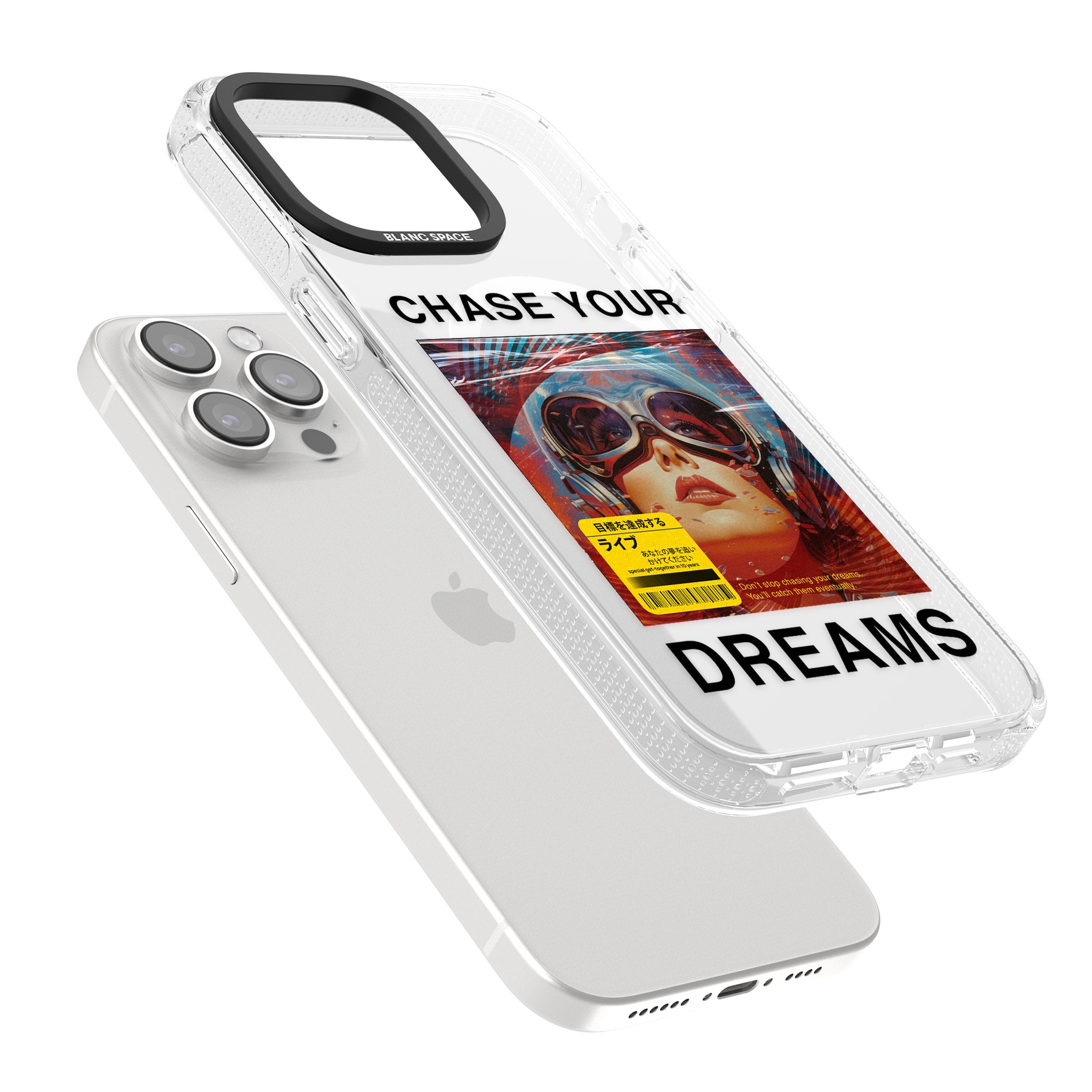 Chase Your Dreams iPhone 15 Pro Max / 15 Pro / 14 Pro Max / 14 Pro / 13 Pro Clear Case Impact Air - Blanc Space