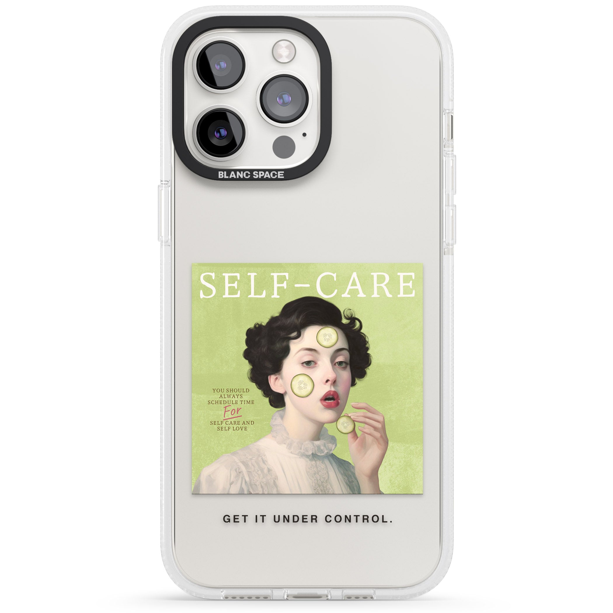 Self-Care iPhone 15 Pro Max / 15 Pro / 14 Pro Max / 14 Pro / 13 Pro Clear Case Impact Air - Blanc Space