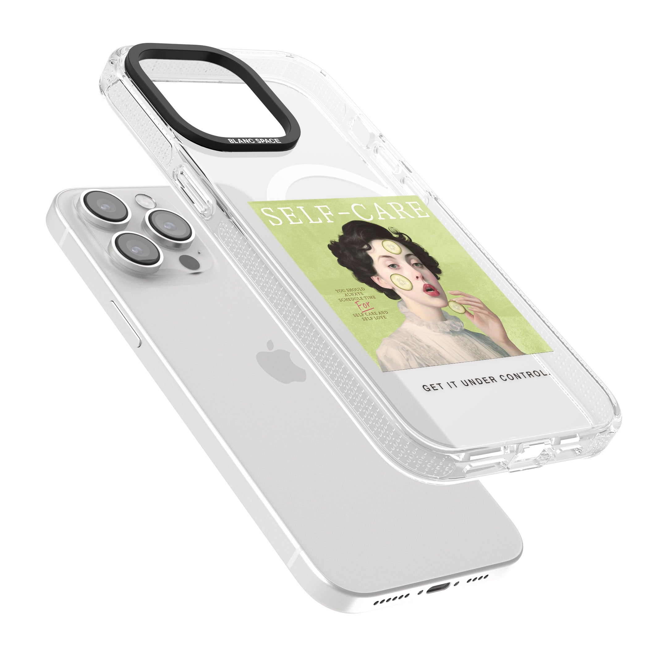 Self-Care iPhone 15 Pro Max / 15 Pro / 14 Pro Max / 14 Pro / 13 Pro Clear Case Impact Air - Blanc Space