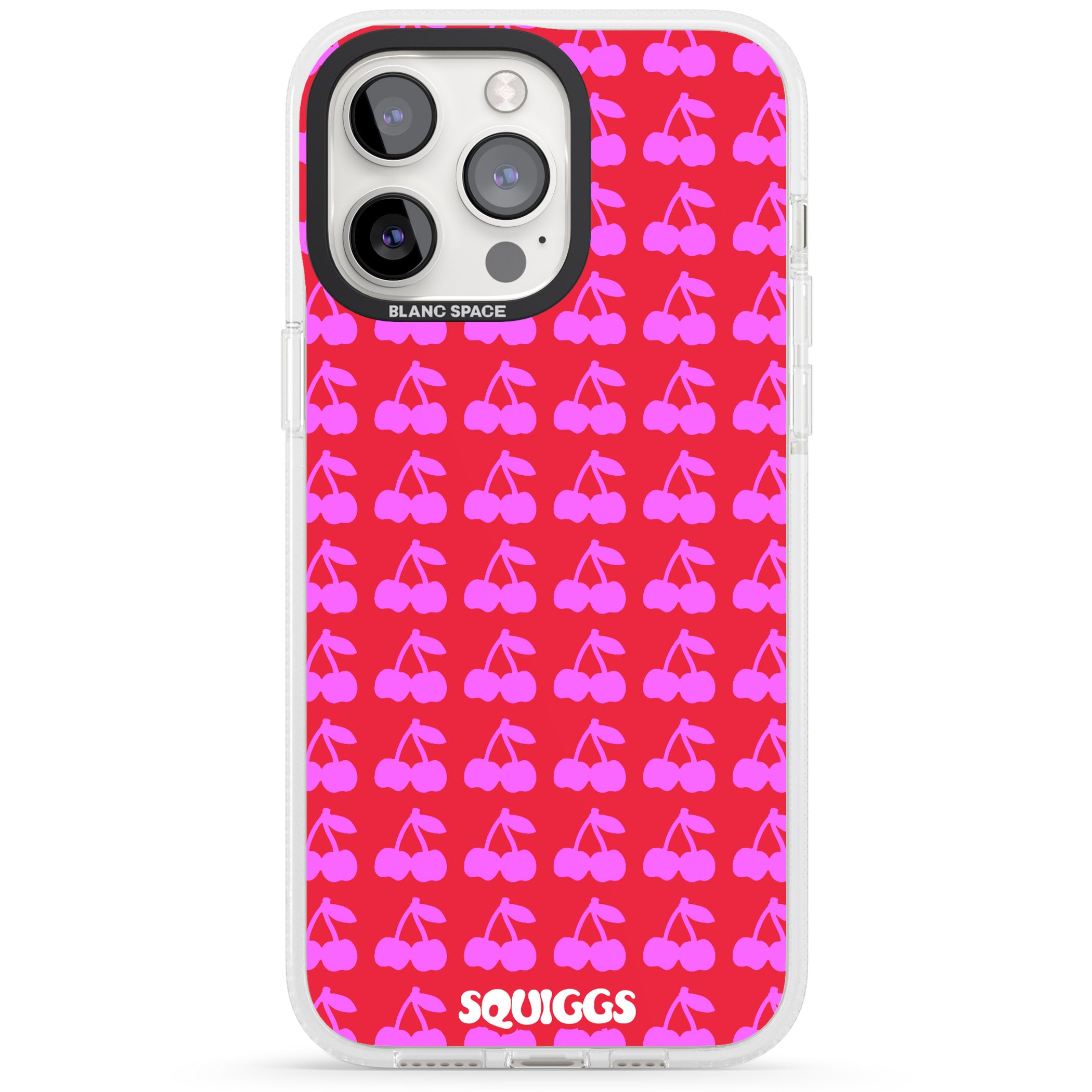 Red Cherries iPhone 15 Pro Max / 15 Pro / 14 Pro Max / 14 Pro / 13 Pro Clear Case Impact Air - Blanc Space