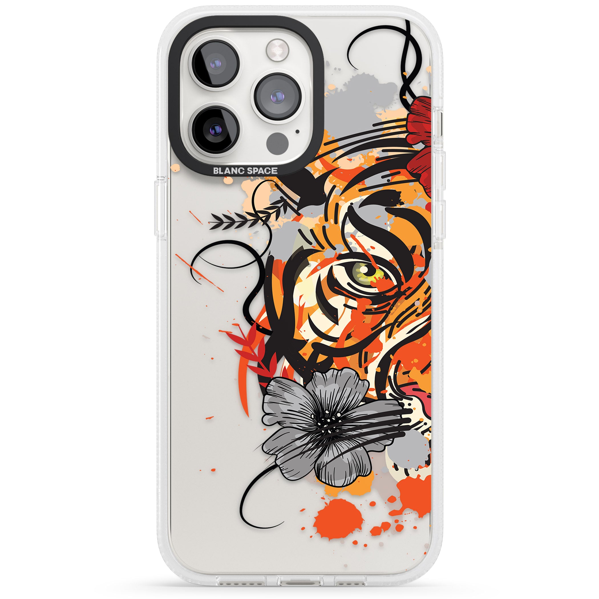 Sugar Skull Tiger iPhone 15 Pro Max / 15 Pro / 14 Pro Max / 14 Pro / 13 Pro Clear Case Impact Air - Blanc Space