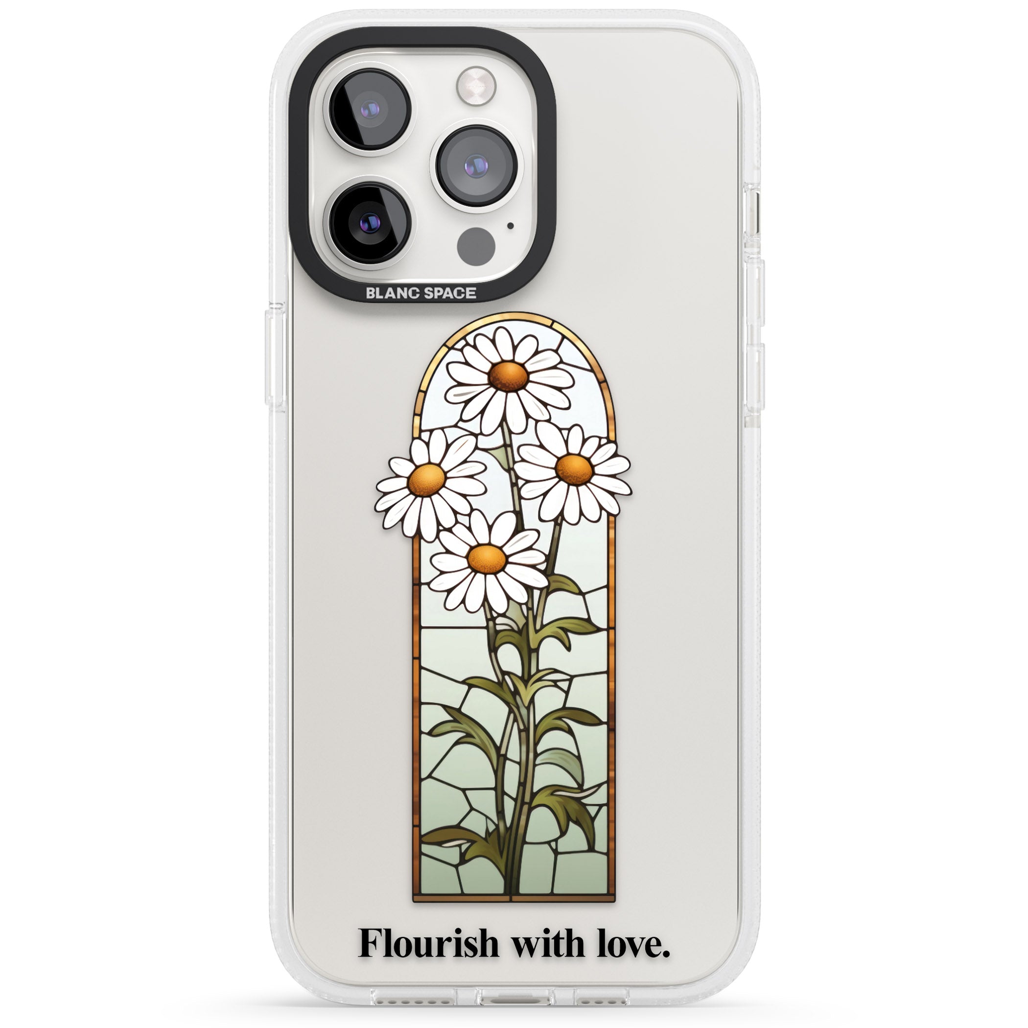 Flourish with love iPhone 15 Pro Max / 15 Pro / 14 Pro Max / 14 Pro / 13 Pro Clear Case Impact Air - Blanc Space