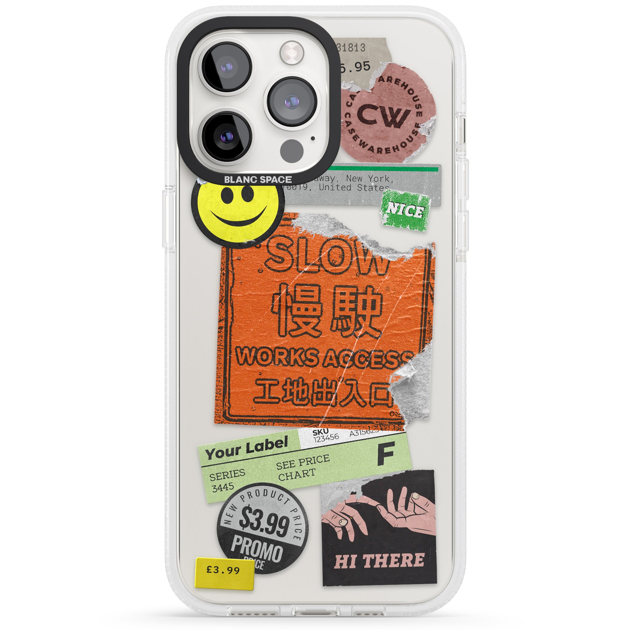 Kanji Signs Sticker Mix iPhone 15 Pro Max / 15 Pro / 14 Pro Max / 14 Pro / 13 Pro Clear Case Impact Air - Blanc Space