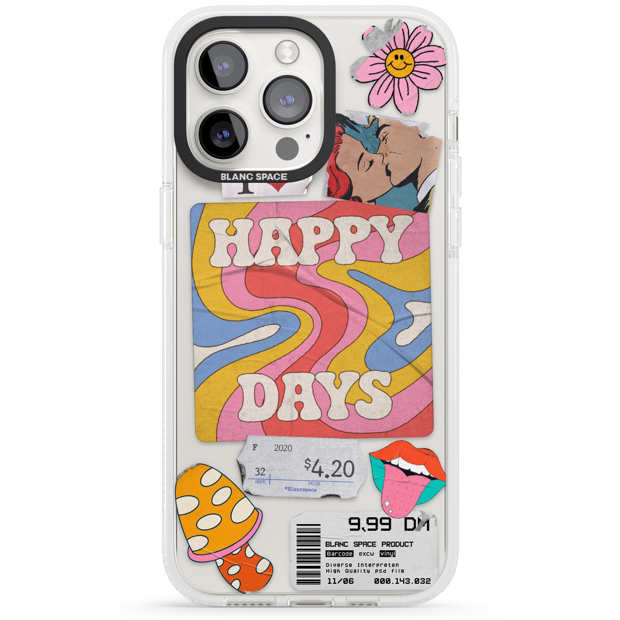Groovy Trip iPhone 15 Pro Max / 15 Pro / 14 Pro Max / 14 Pro / 13 Pro Clear Case Impact Air - Blanc Space