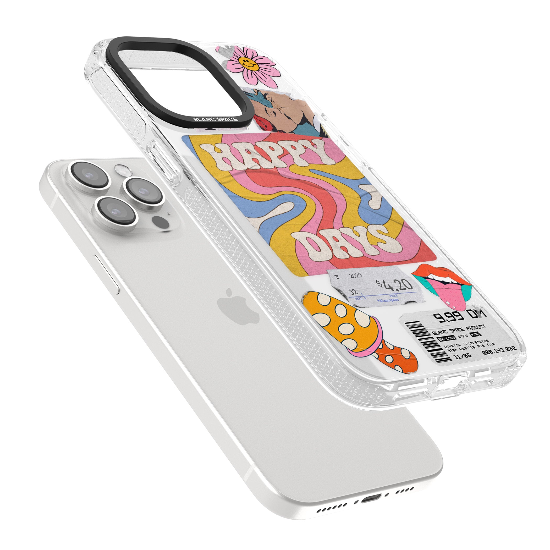 Groovy Trip iPhone 15 Pro Max / 15 Pro / 14 Pro Max / 14 Pro / 13 Pro Clear Case Impact Air - Blanc Space