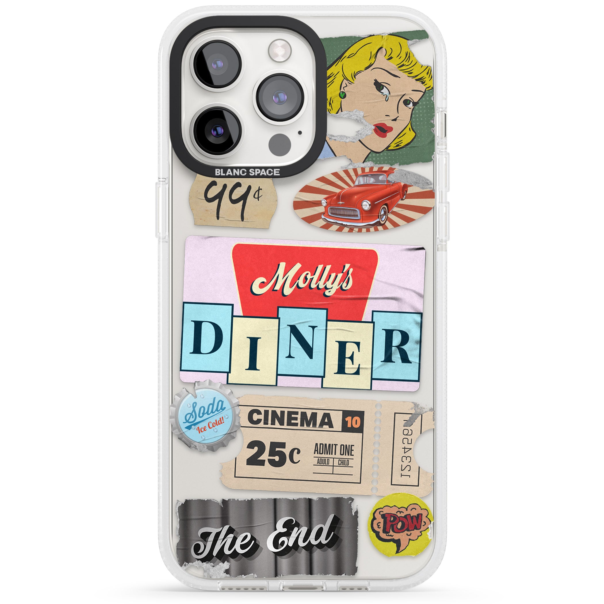 Nifty Fifties Swing iPhone 15 Pro Max / 15 Pro / 14 Pro Max / 14 Pro / 13 Pro Clear Case Impact Air - Blanc Space