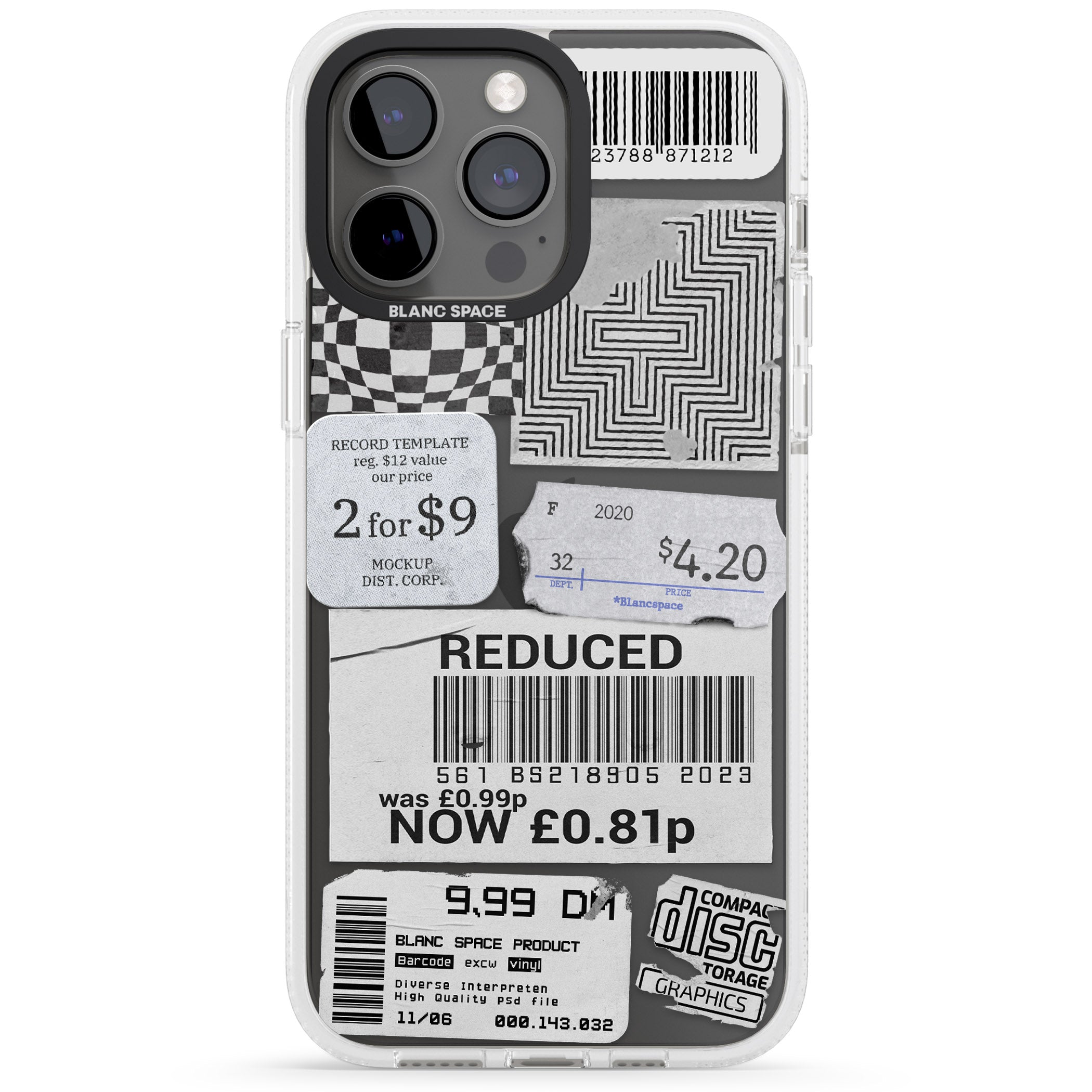 White Sticker Mix iPhone 15 Pro Max / 15 Pro / 14 Pro Max / 14 Pro / 13 Pro Clear Case Impact Air - Blanc Space