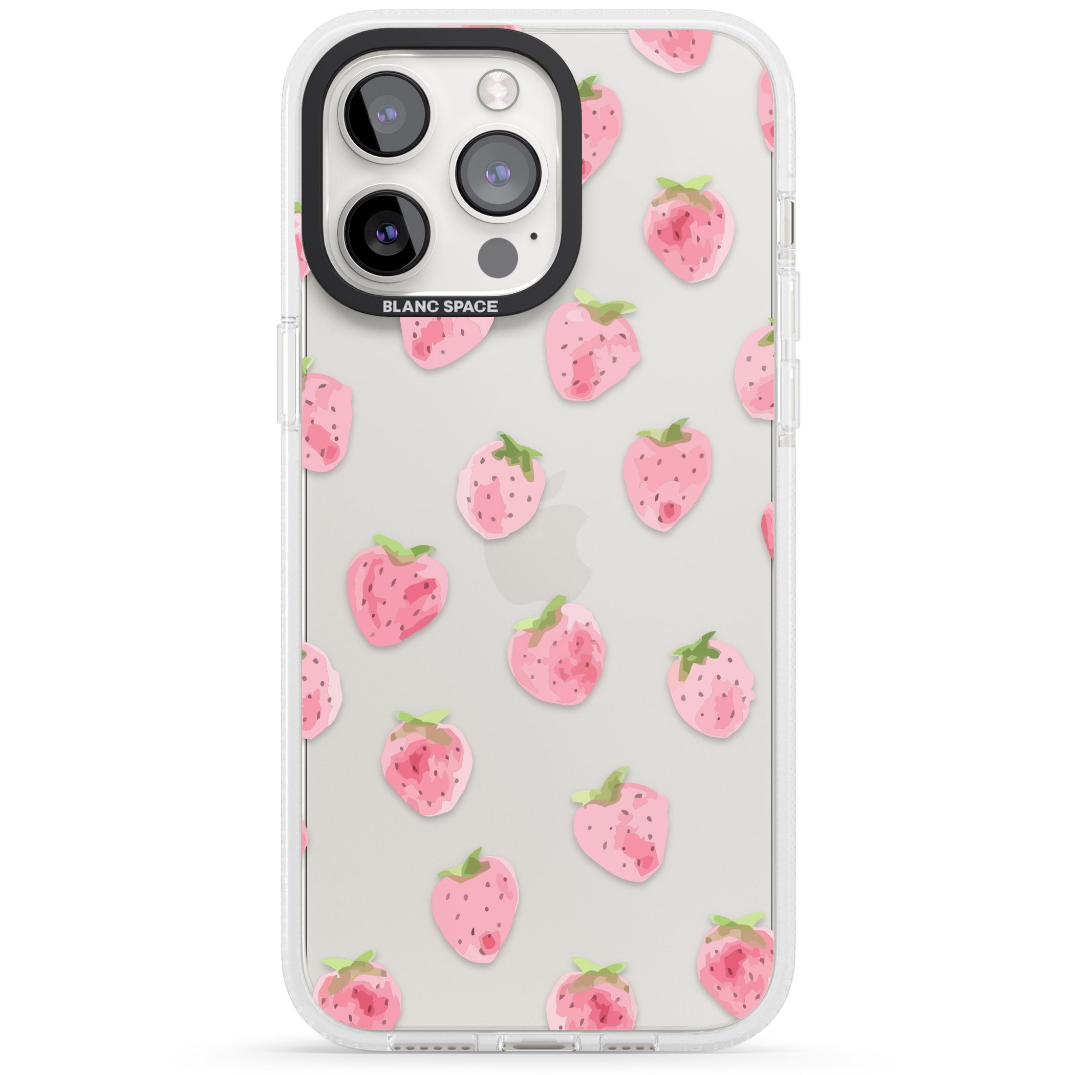 Classic Strawberry iPhone 15 Pro Max / 15 Pro / 14 Pro Max / 14 Pro / 13 Pro Clear Case Impact Air - Blanc Space