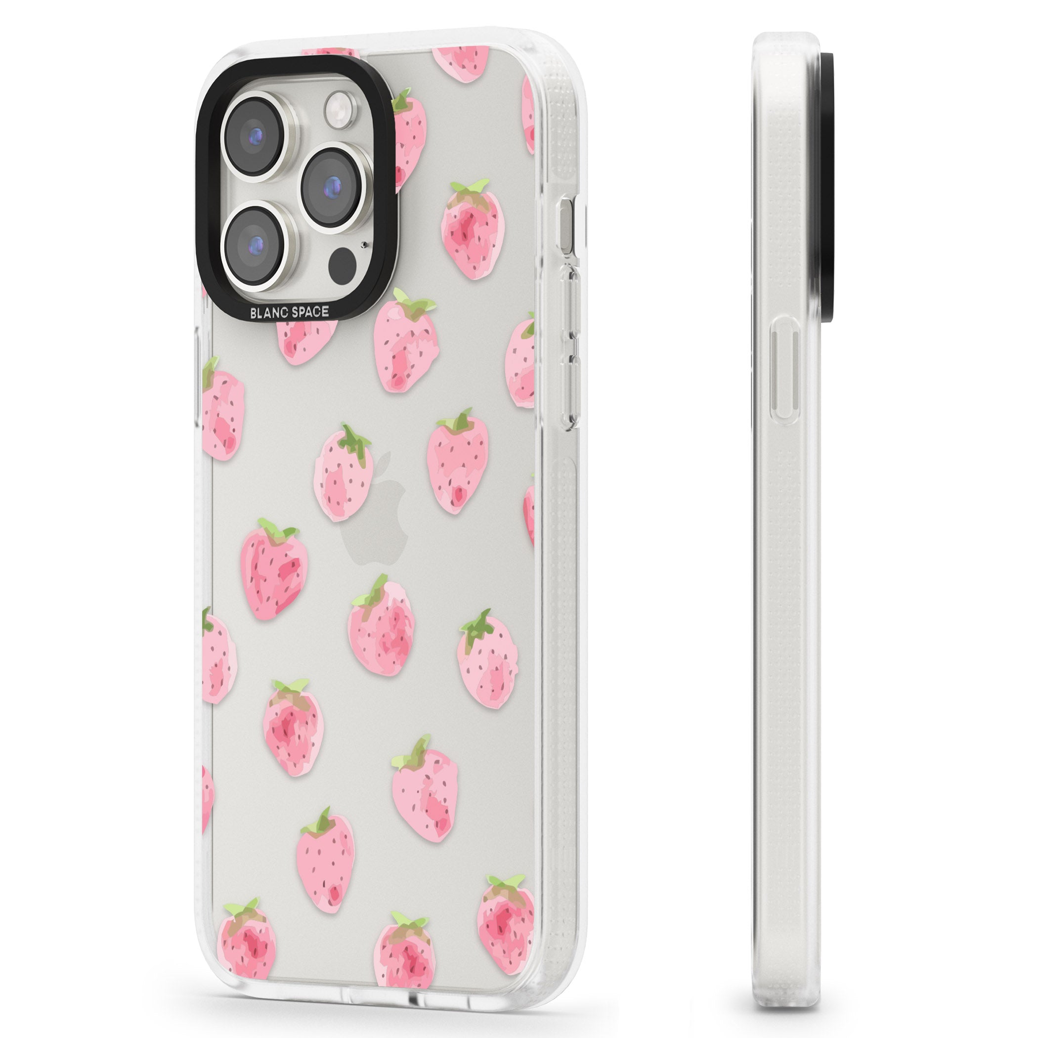 Classic Strawberry iPhone 15 Pro Max / 15 Pro / 14 Pro Max / 14 Pro / 13 Pro Clear Case Impact Air - Blanc Space