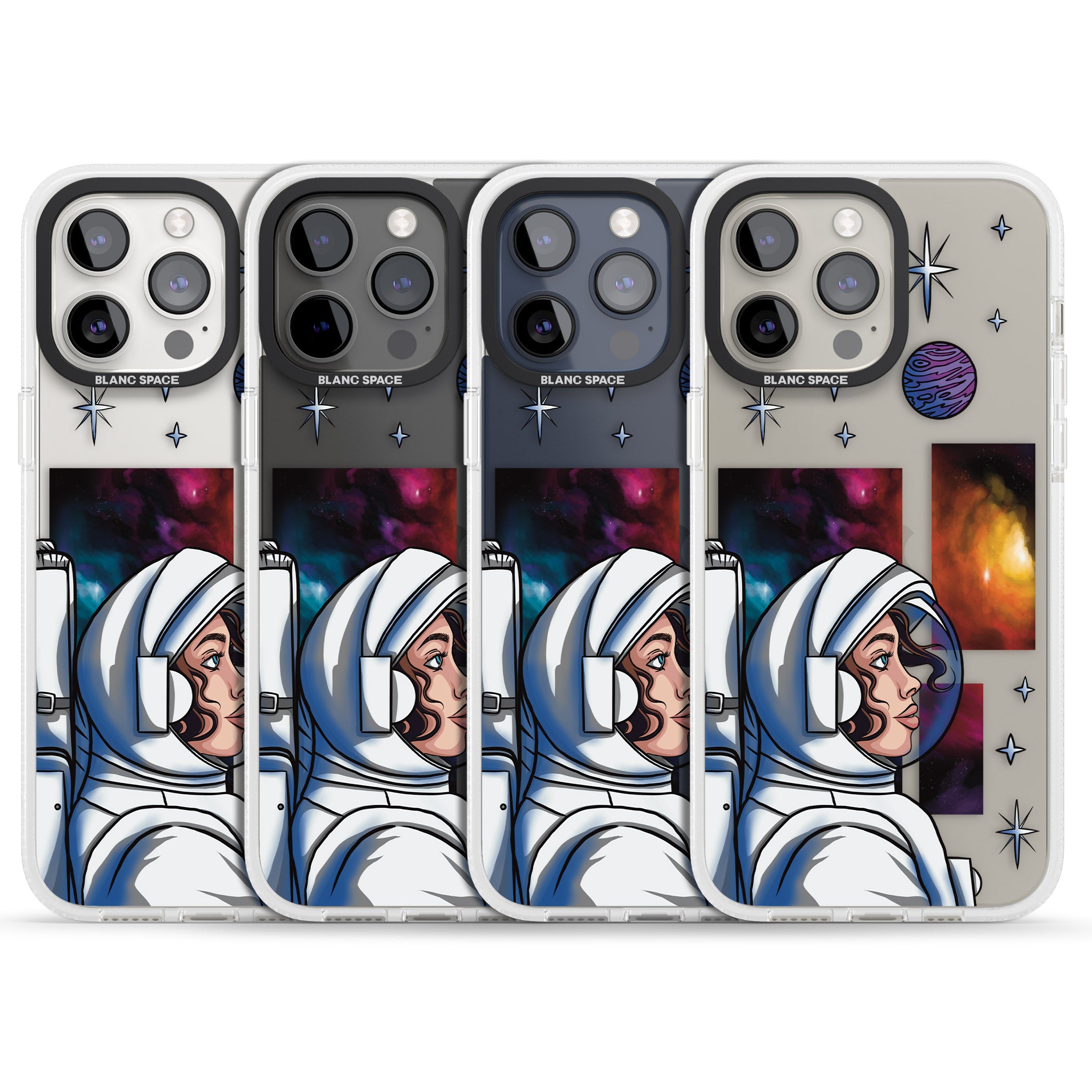 Cosmic Ambition iPhone 15 Pro Max / 15 Pro / 14 Pro Max / 14 Pro / 13 Pro Clear Case Impact Air - Blanc Space