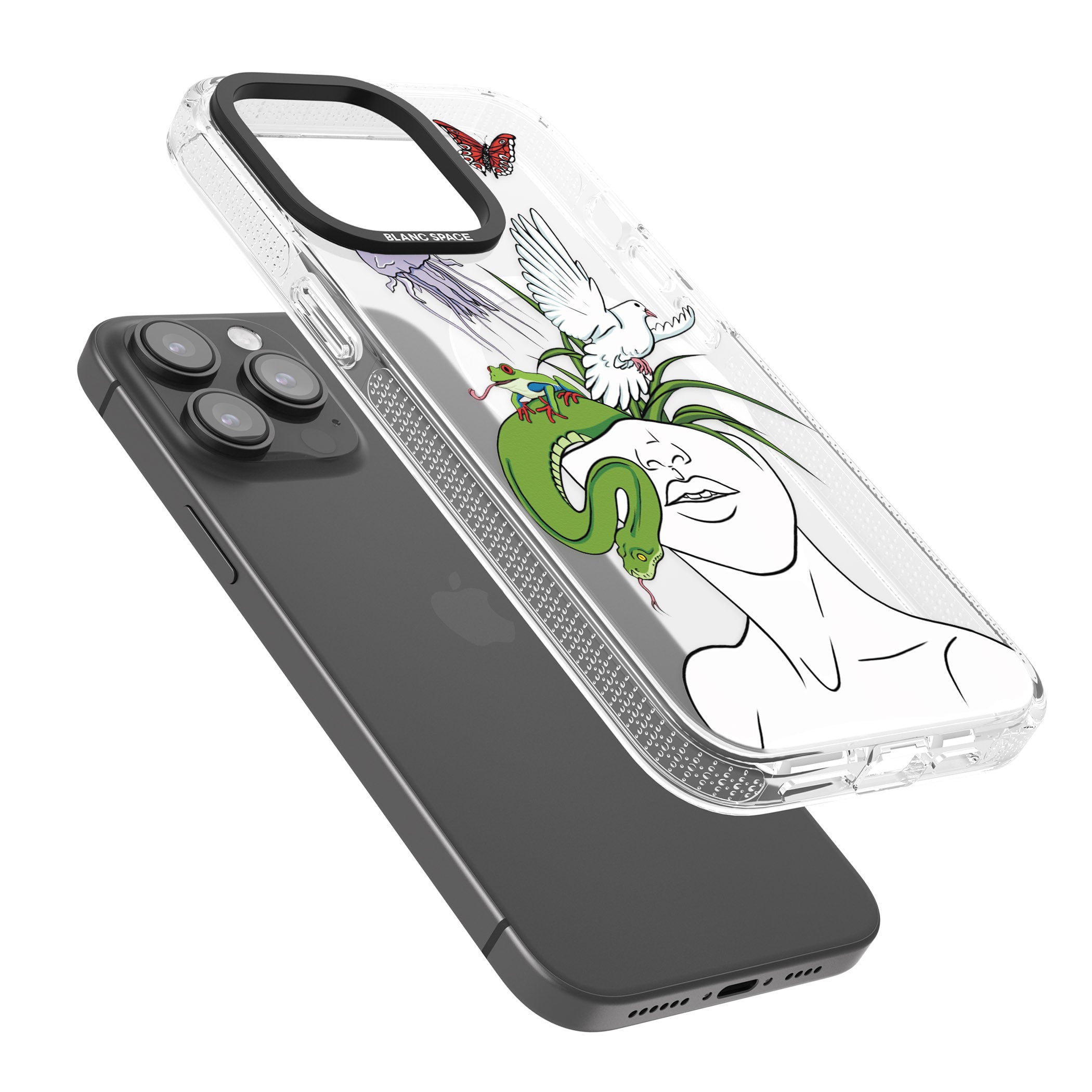 Wild Thoughts iPhone 15 Pro Max / 15 Pro / 14 Pro Max / 14 Pro / 13 Pro Clear Case Impact Air - Blanc Space