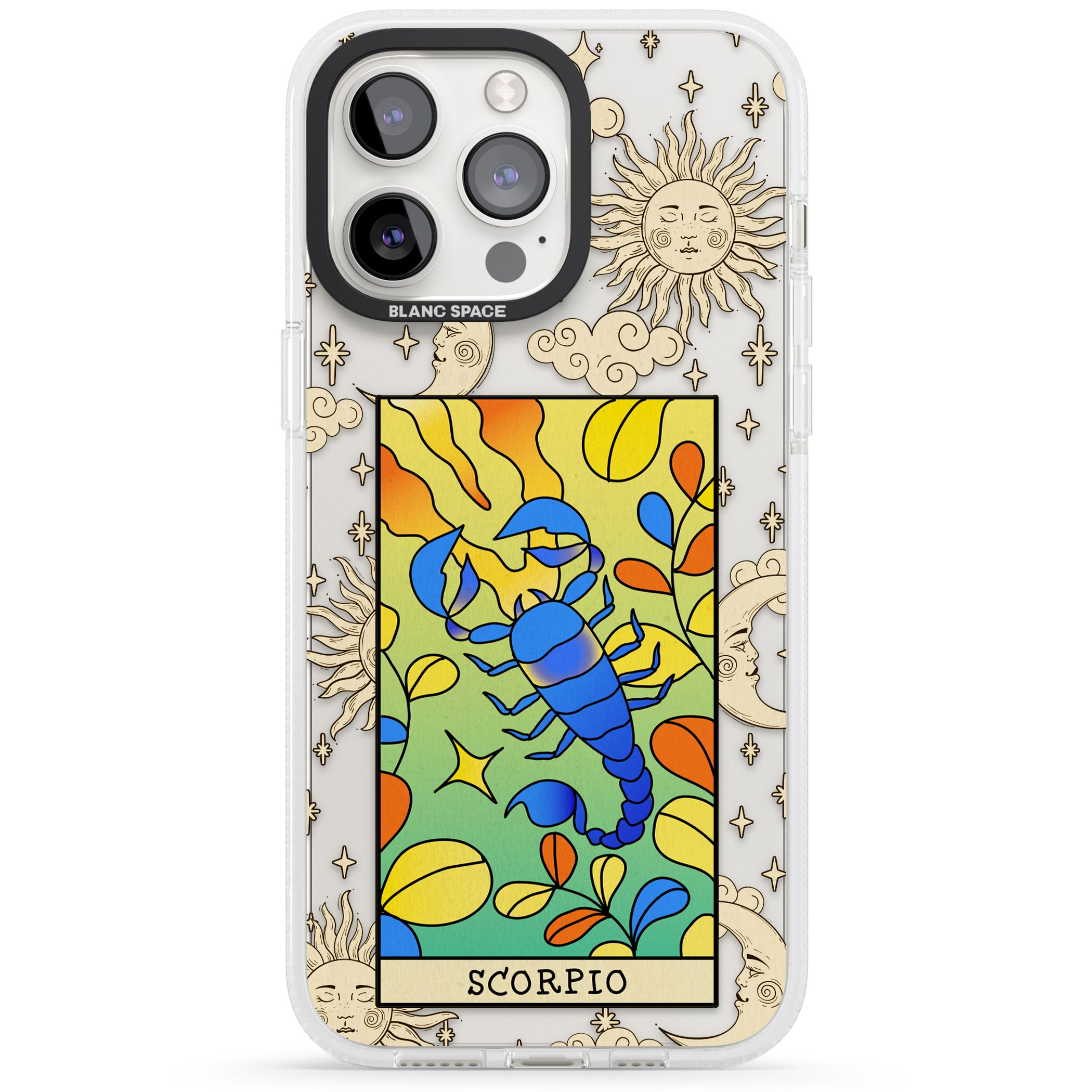 Celestial Zodiac - Scorpio iPhone 15 Pro Max / 15 Pro / 14 Pro Max / 14 Pro / 13 Pro Clear Case Impact Air - Blanc Space