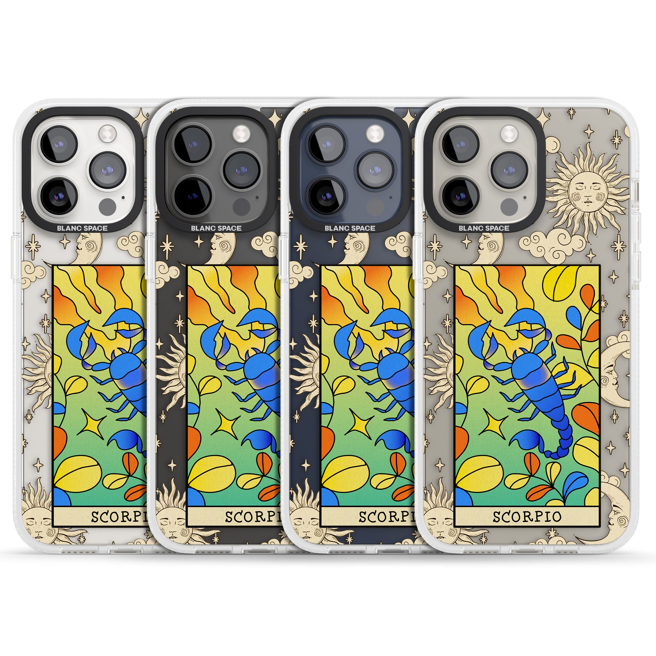 Celestial Zodiac - Scorpio iPhone 15 Pro Max / 15 Pro / 14 Pro Max / 14 Pro / 13 Pro Clear Case Impact Air - Blanc Space