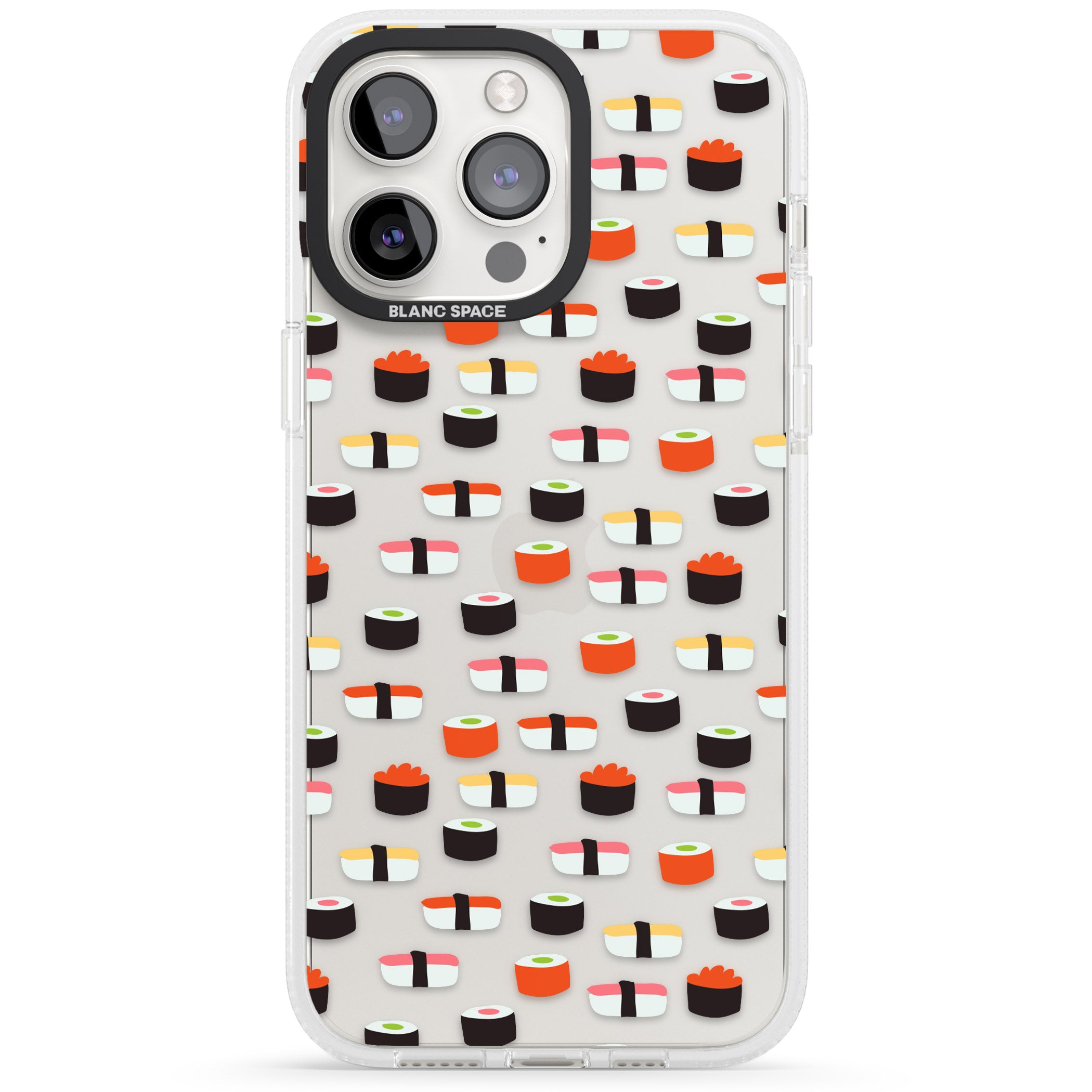 Minimalist Sushi Pattern iPhone 15 Pro Max / 15 Pro / 14 Pro Max / 14 Pro / 13 Pro Clear Case Impact Air - Blanc Space