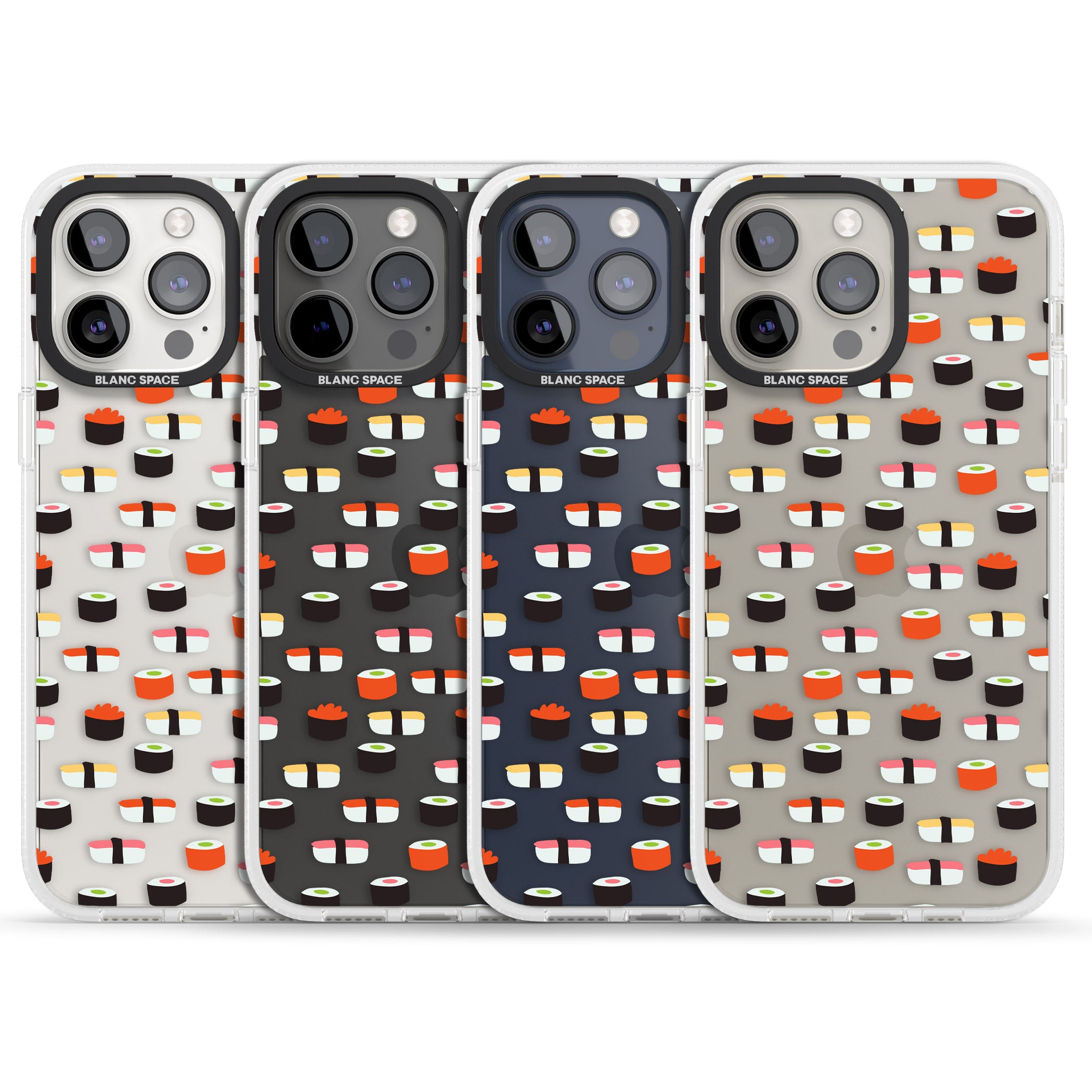 Minimalist Sushi Pattern iPhone 15 Pro Max / 15 Pro / 14 Pro Max / 14 Pro / 13 Pro Clear Case Impact Air - Blanc Space