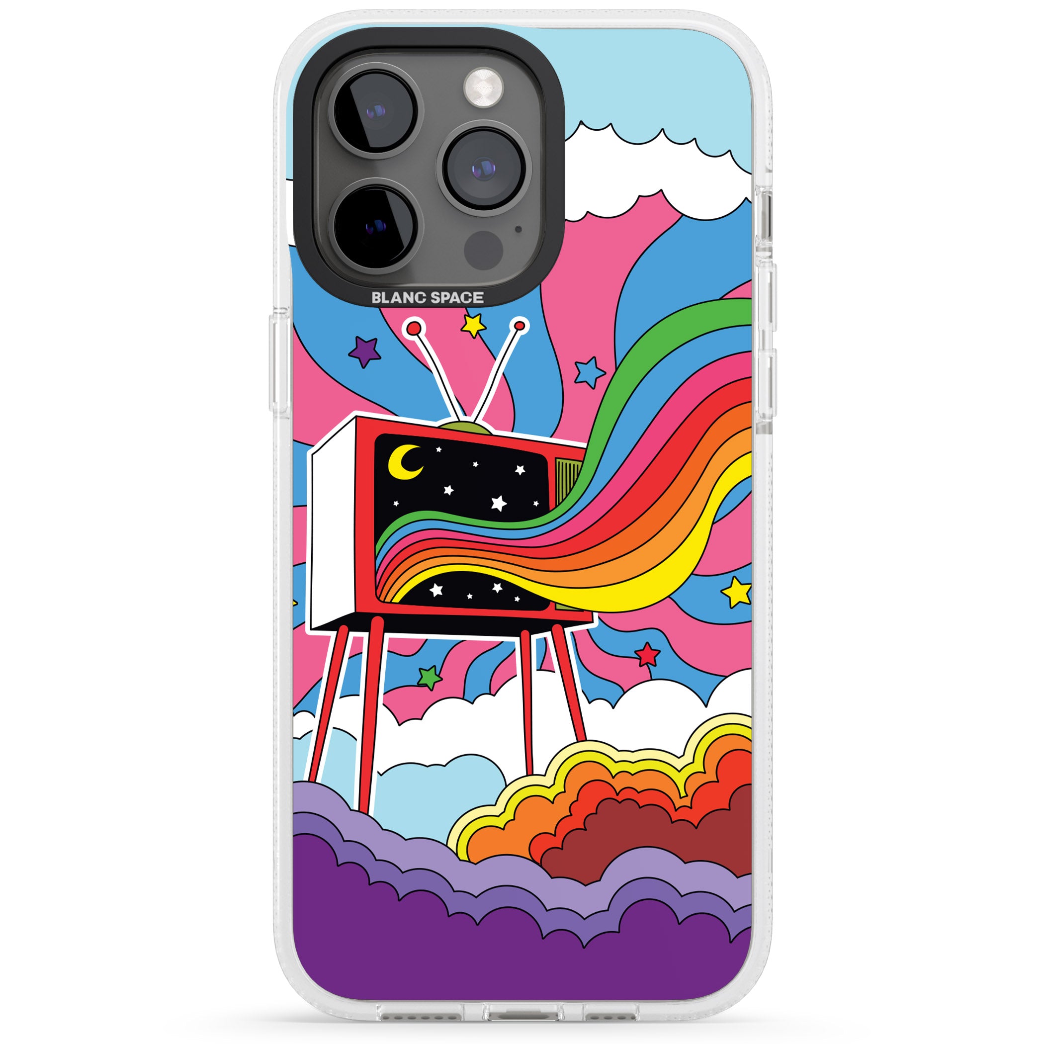 TV Captivation iPhone 15 Pro Max / 15 Pro / 14 Pro Max / 14 Pro / 13 Pro Clear Case Impact Air - Blanc Space