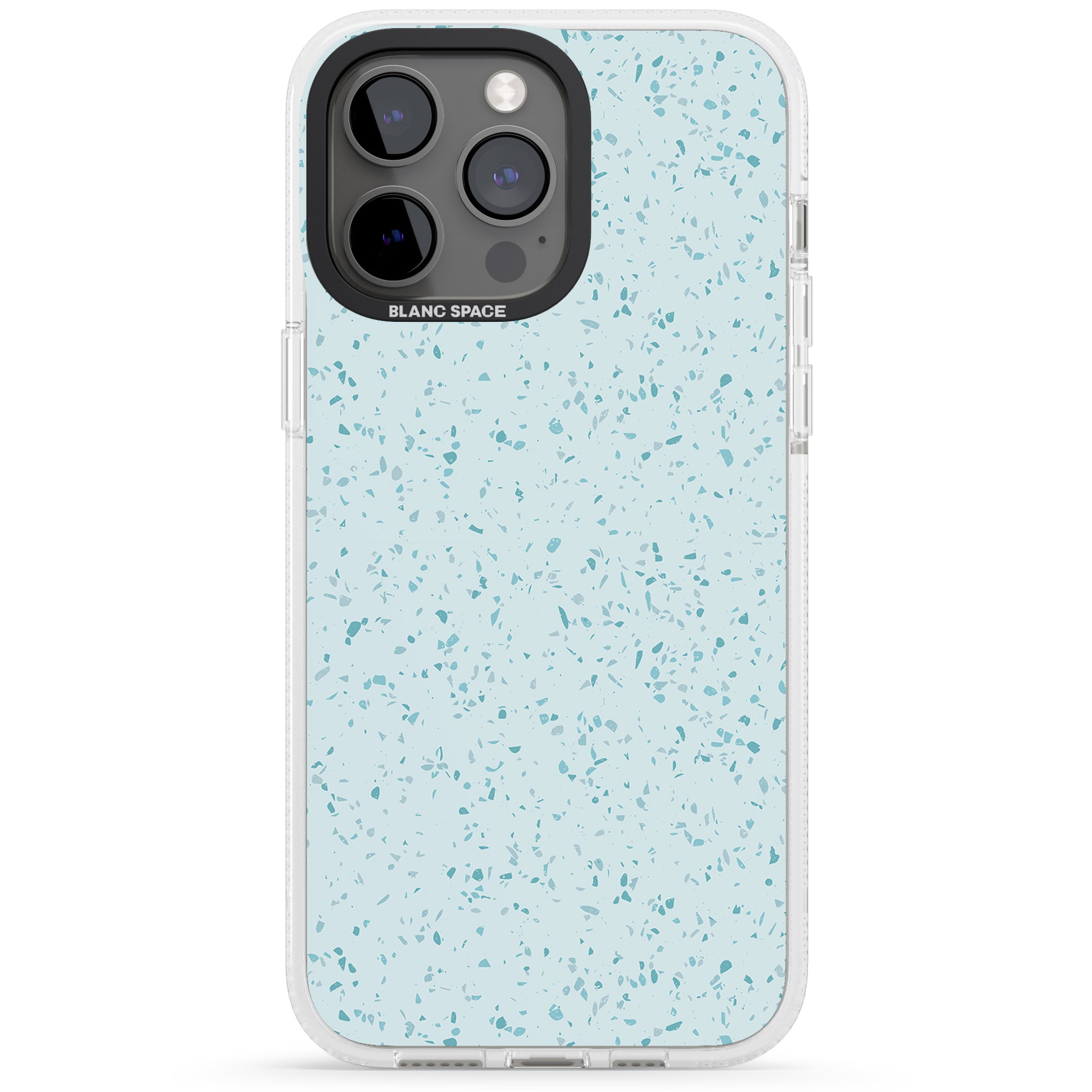 Light Blue Terrazzo Pattern iPhone 15 Pro Max / 15 Pro / 14 Pro Max / 14 Pro / 13 Pro Clear Case Impact Air - Blanc Space