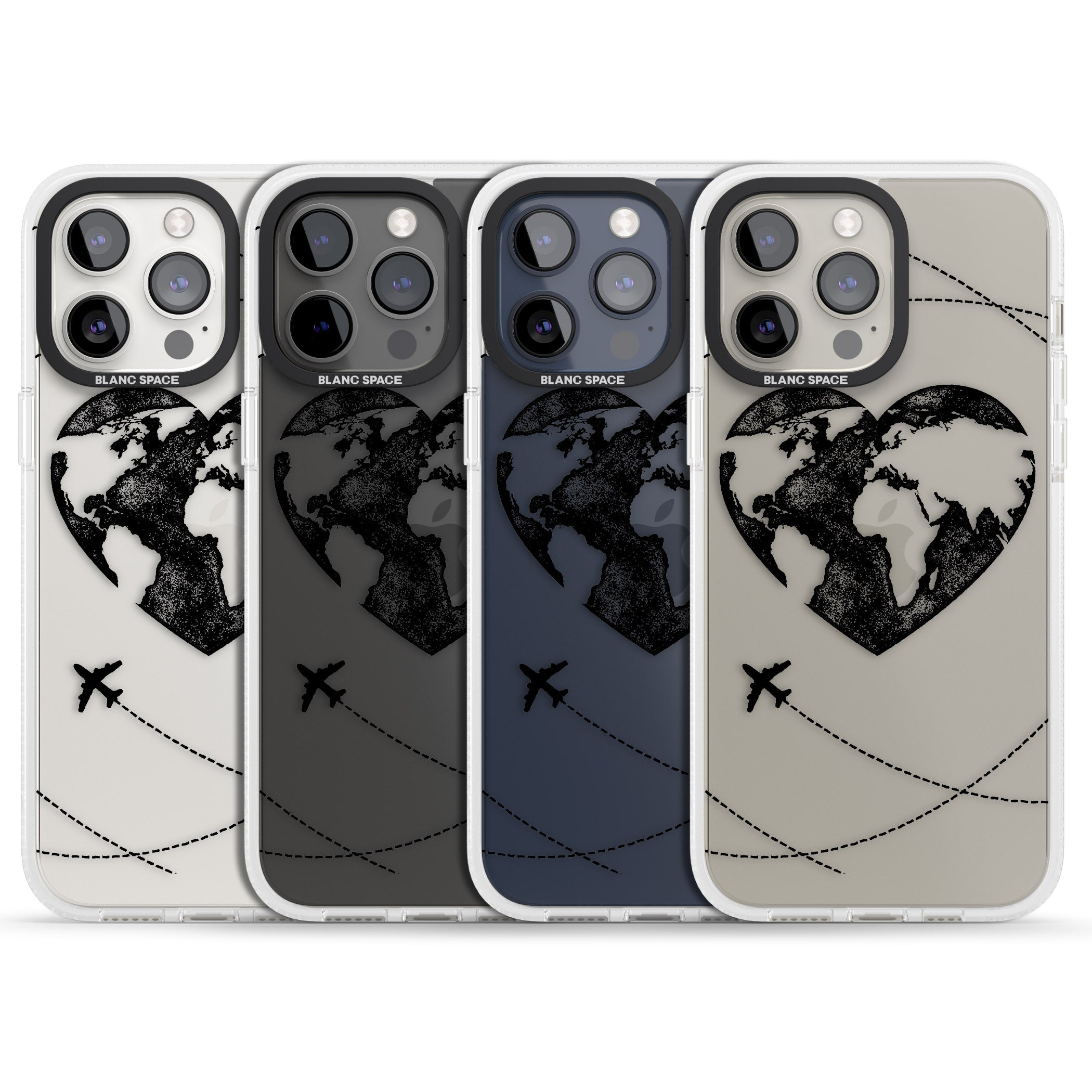 Globe Heart iPhone 15 Pro Max / 15 Pro / 14 Pro Max / 14 Pro / 13 Pro Clear Case Impact Air - Blanc Space
