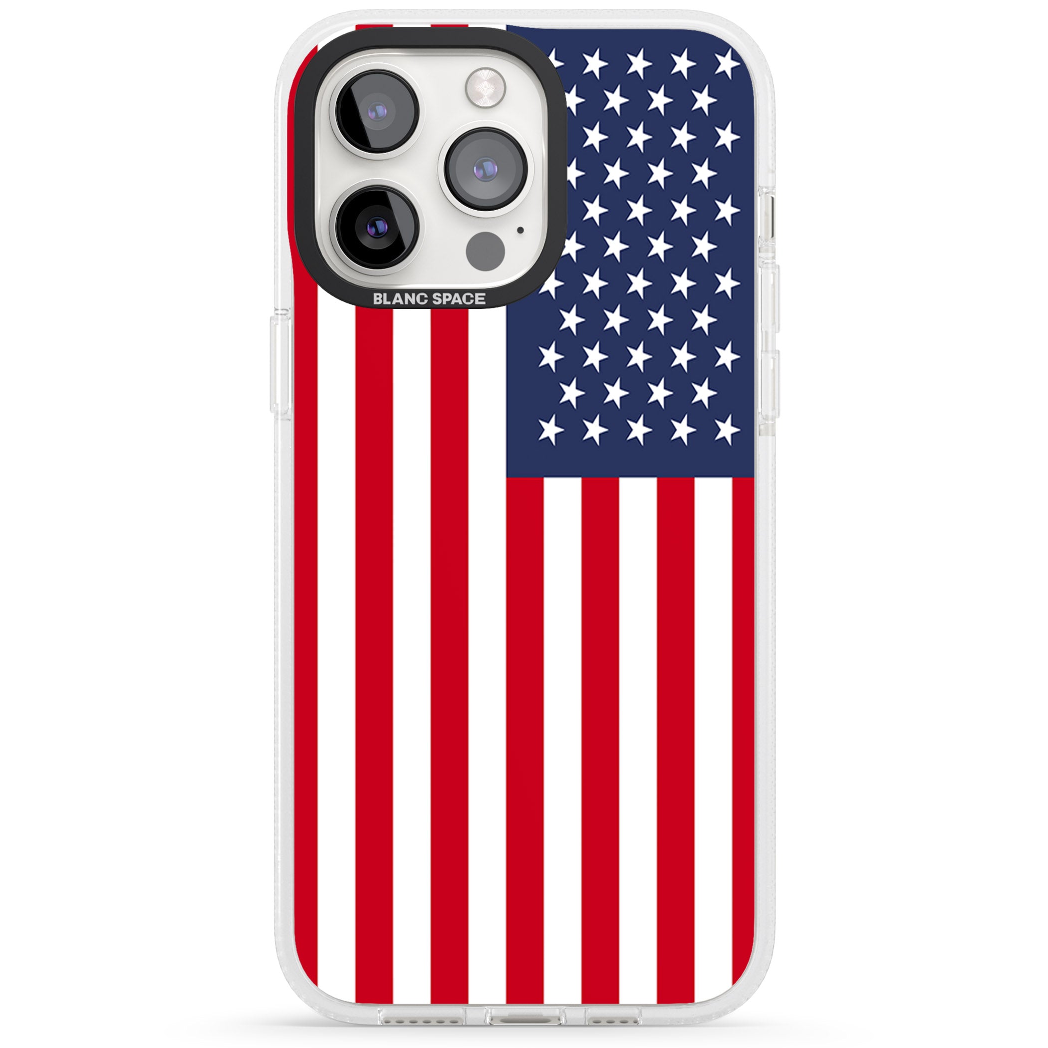American Flag iPhone 15 Pro Max / 15 Pro / 14 Pro Max / 14 Pro / 13 Pro Clear Case Impact Air - Blanc Space
