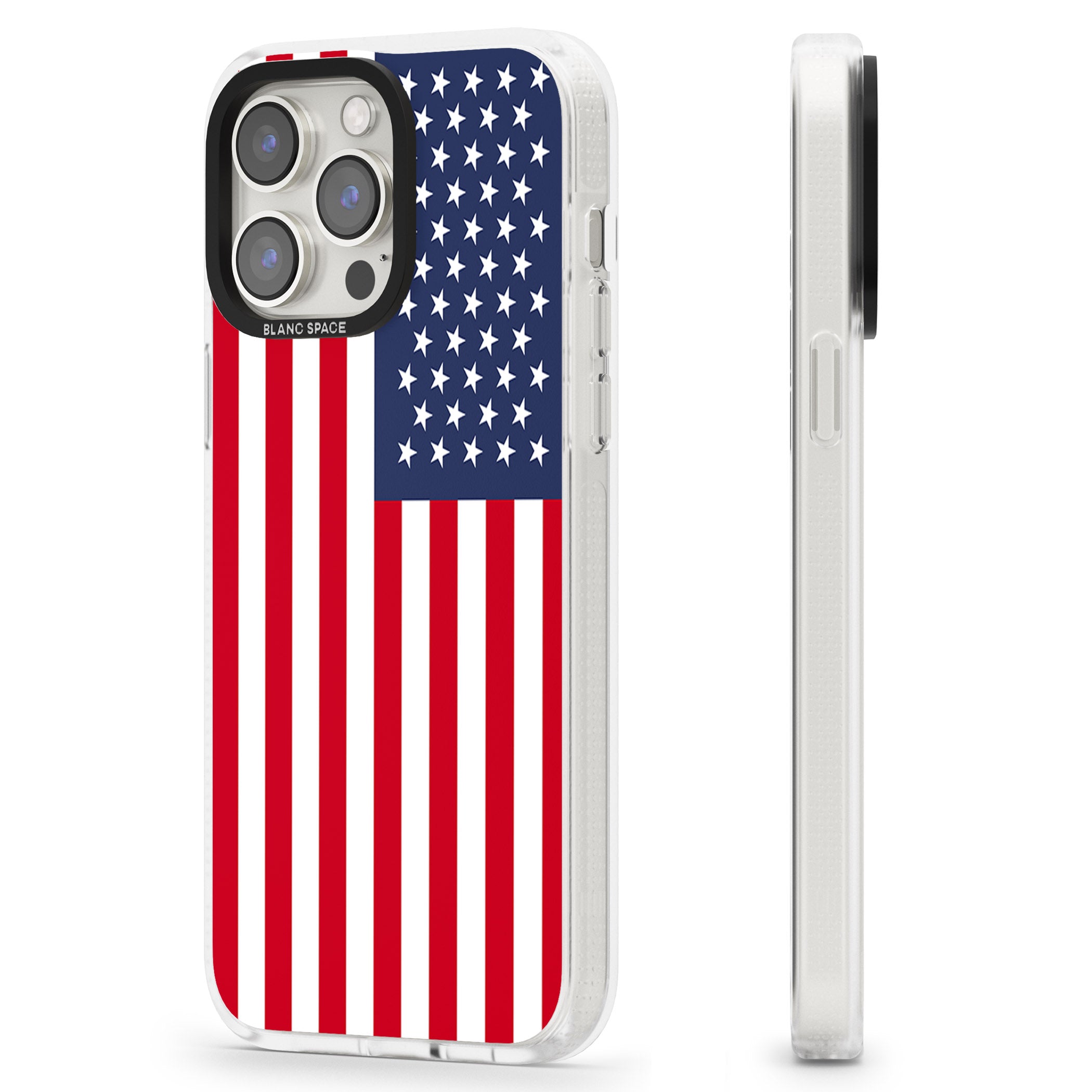 American Flag iPhone 15 Pro Max / 15 Pro / 14 Pro Max / 14 Pro / 13 Pro Clear Case Impact Air - Blanc Space