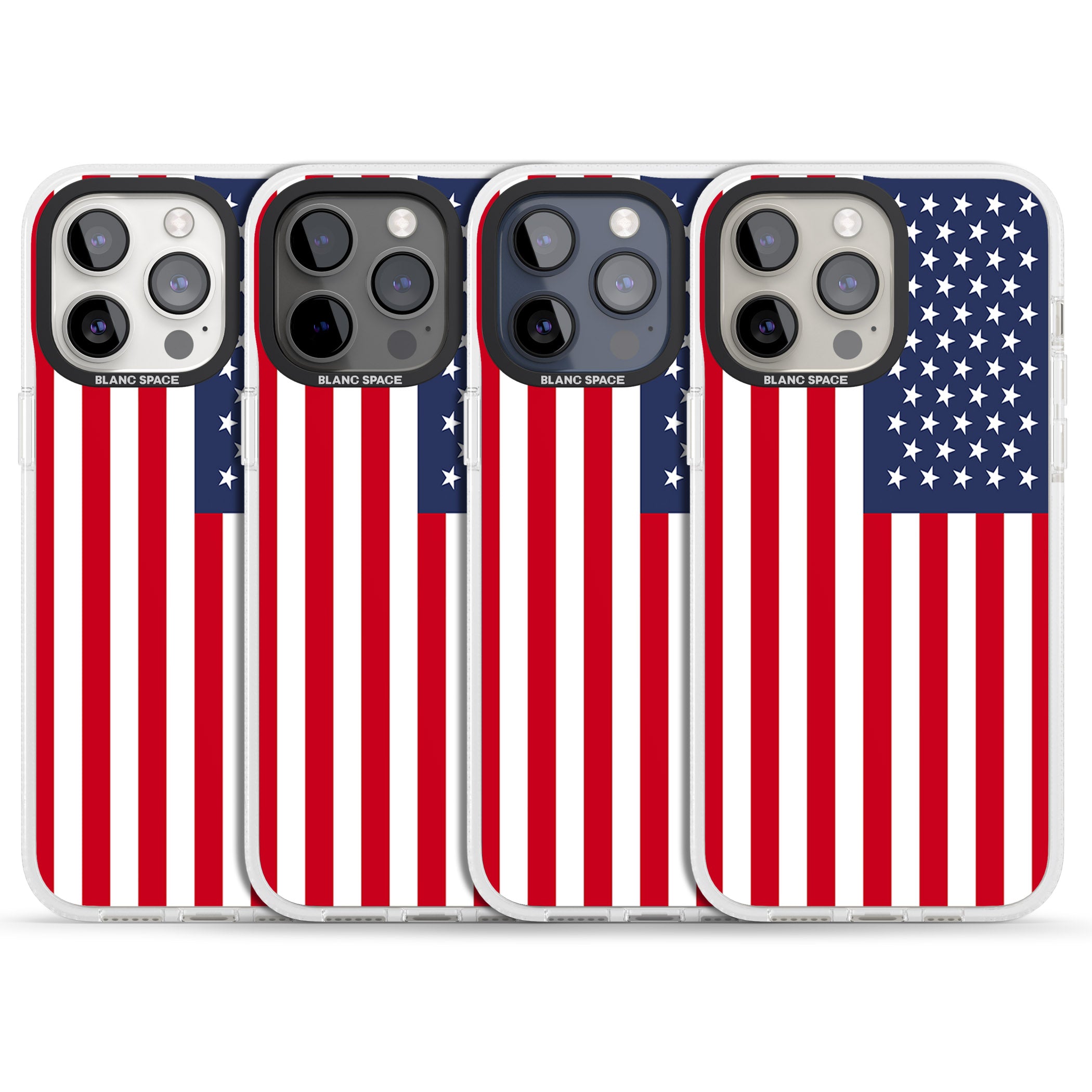 American Flag iPhone 15 Pro Max / 15 Pro / 14 Pro Max / 14 Pro / 13 Pro Clear Case Impact Air - Blanc Space