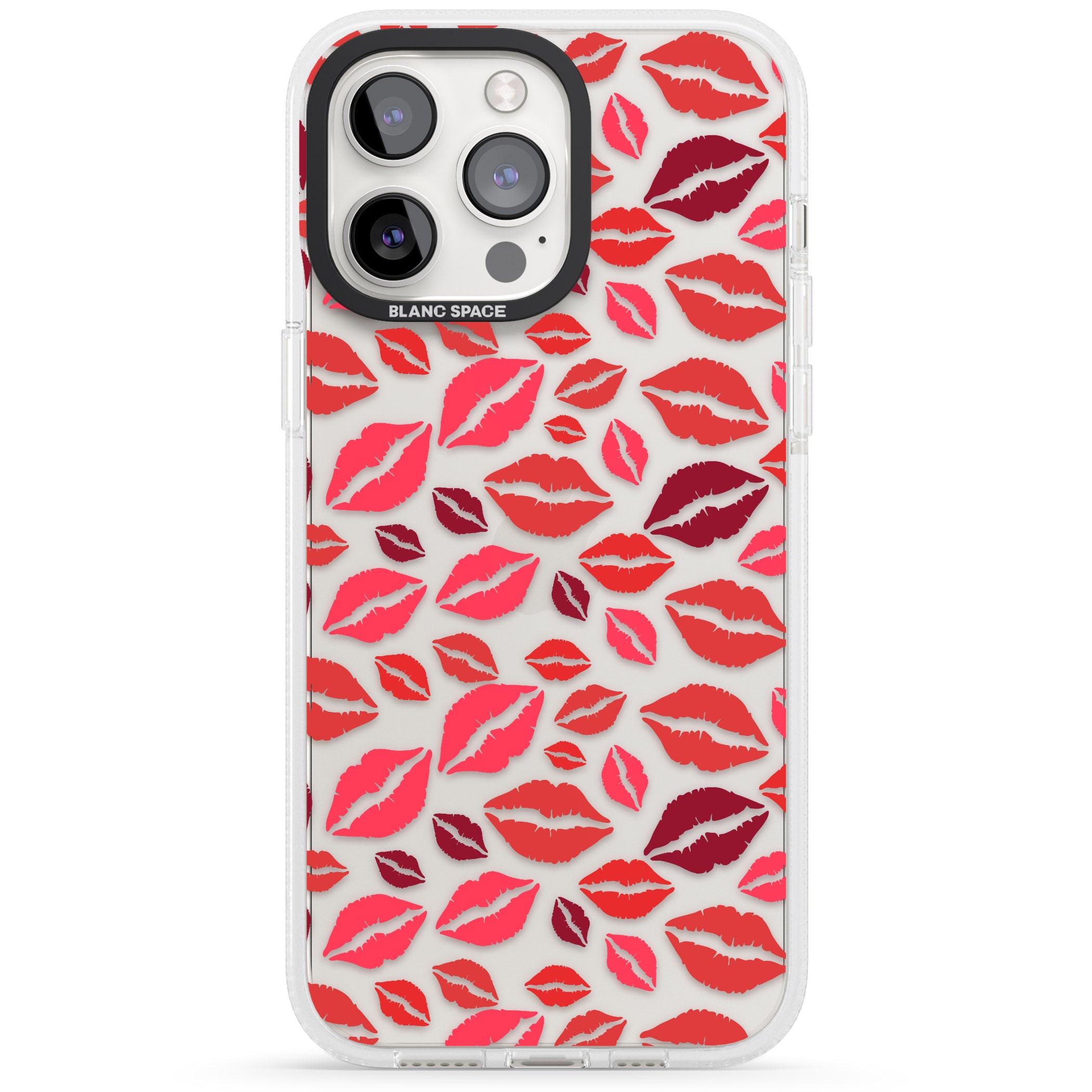 Lips Pattern iPhone 15 Pro Max / 15 Pro / 14 Pro Max / 14 Pro / 13 Pro Clear Case Impact Air - Blanc Space