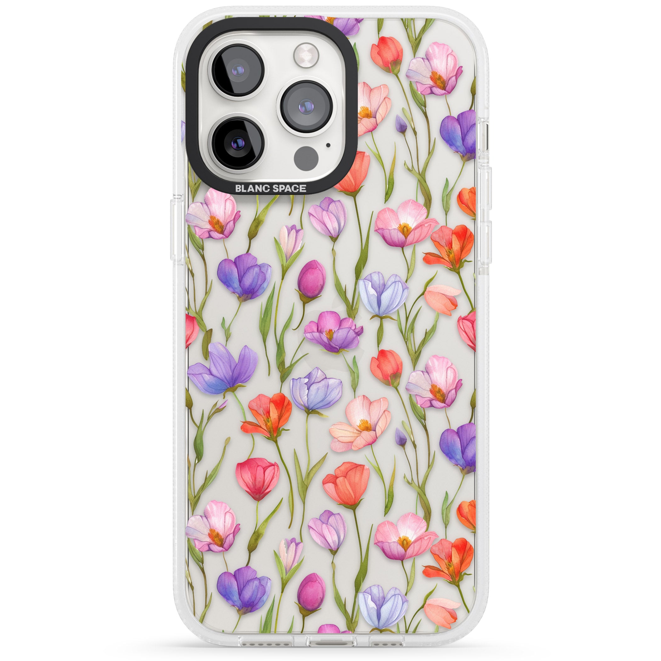 Red, Pink & Purple Flowers iPhone 15 Pro Max / 15 Pro / 14 Pro Max / 14 Pro / 13 Pro Clear Case Impact Air - Blanc Space