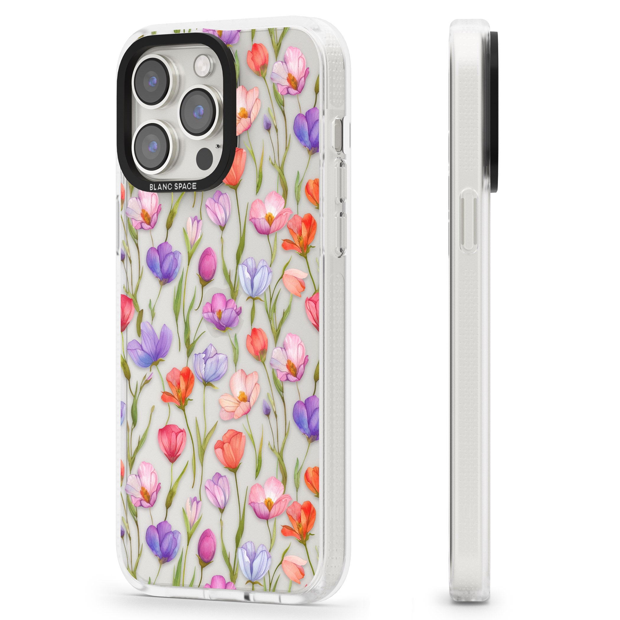 Red, Pink & Purple Flowers iPhone 15 Pro Max / 15 Pro / 14 Pro Max / 14 Pro / 13 Pro Clear Case Impact Air - Blanc Space
