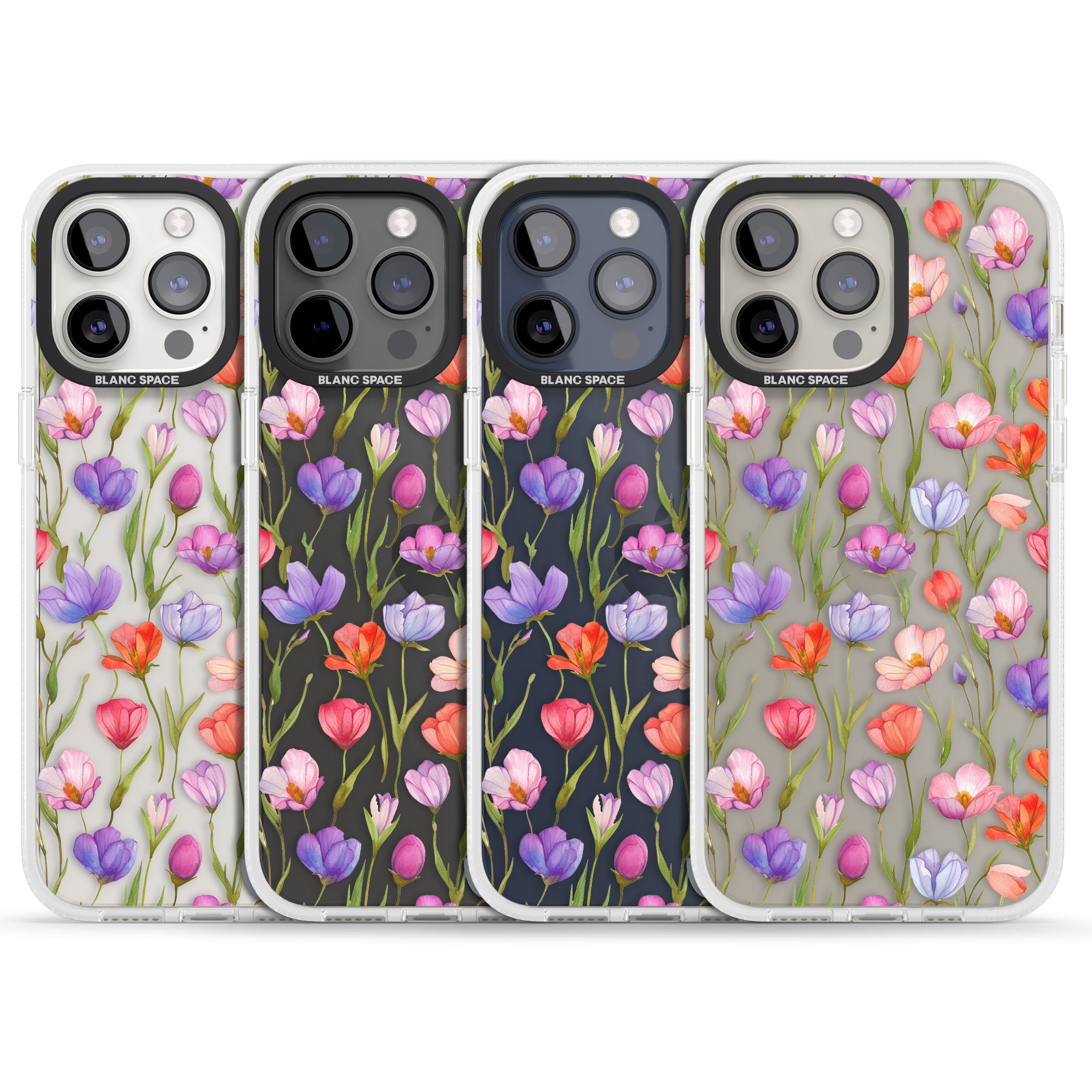 Red, Pink & Purple Flowers iPhone 15 Pro Max / 15 Pro / 14 Pro Max / 14 Pro / 13 Pro Clear Case Impact Air - Blanc Space