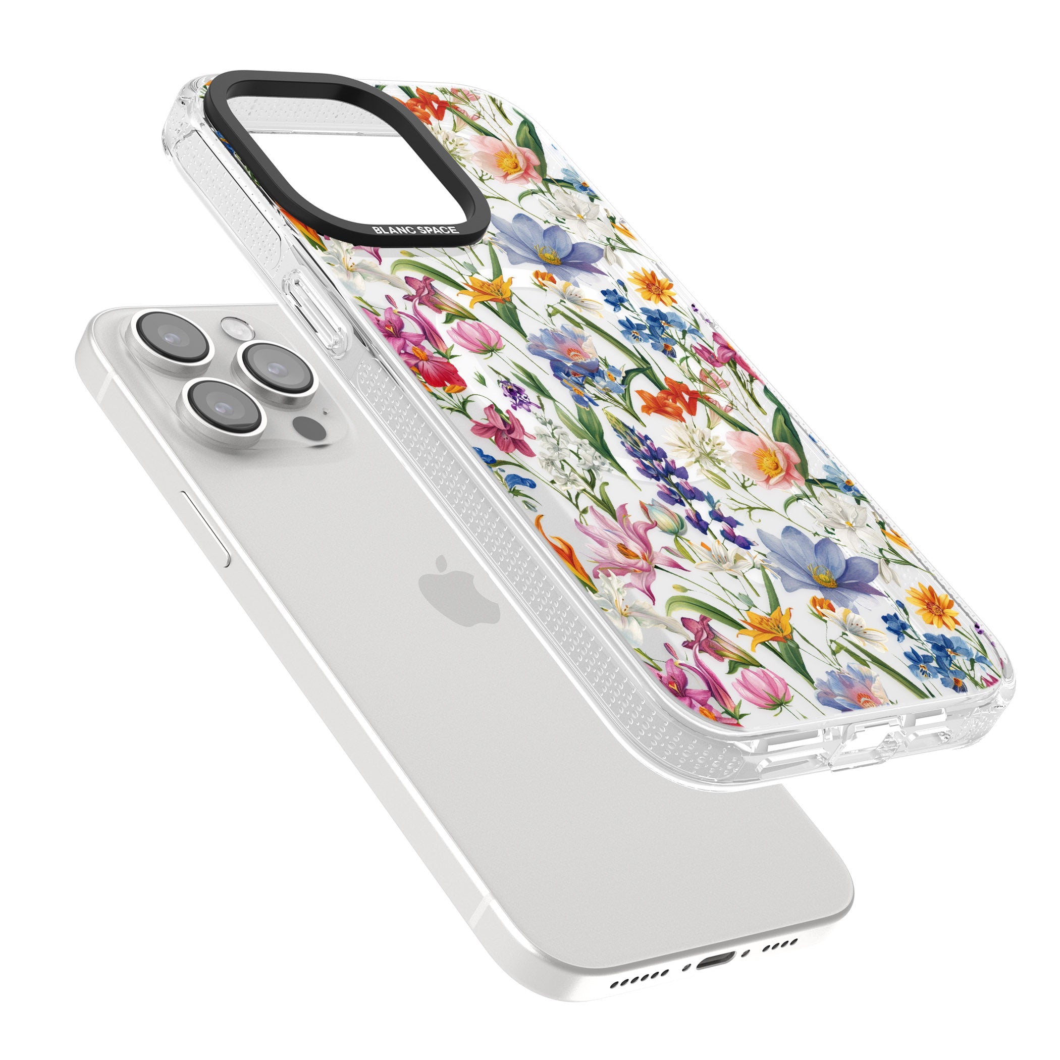 Vintage Wildflowers iPhone 15 Pro Max / 15 Pro / 14 Pro Max / 14 Pro / 13 Pro Clear Case Impact Air - Blanc Space