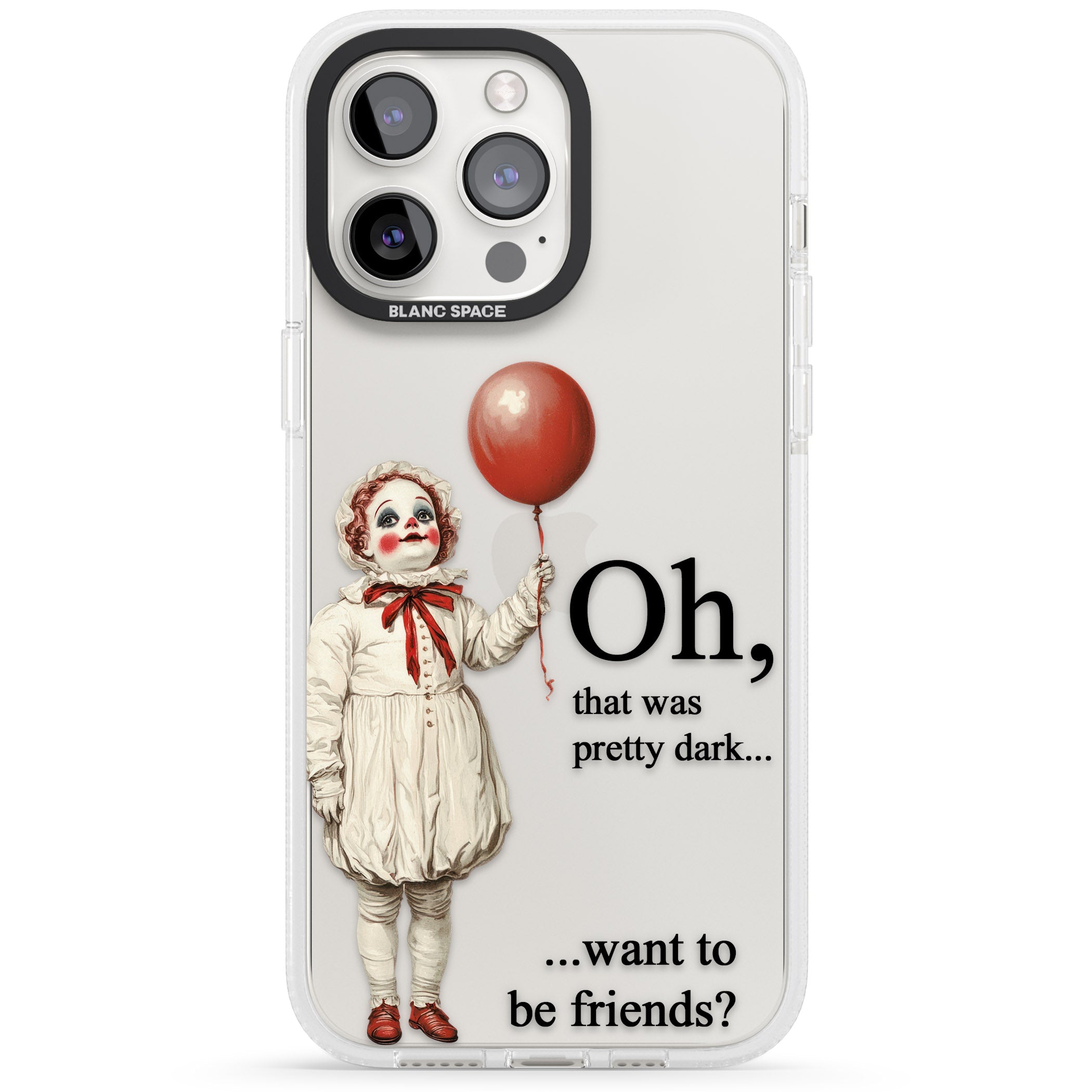 Want to be Friends? iPhone 15 Pro Max / 15 Pro / 14 Pro Max / 14 Pro / 13 Pro Clear Case Impact Air - Blanc Space