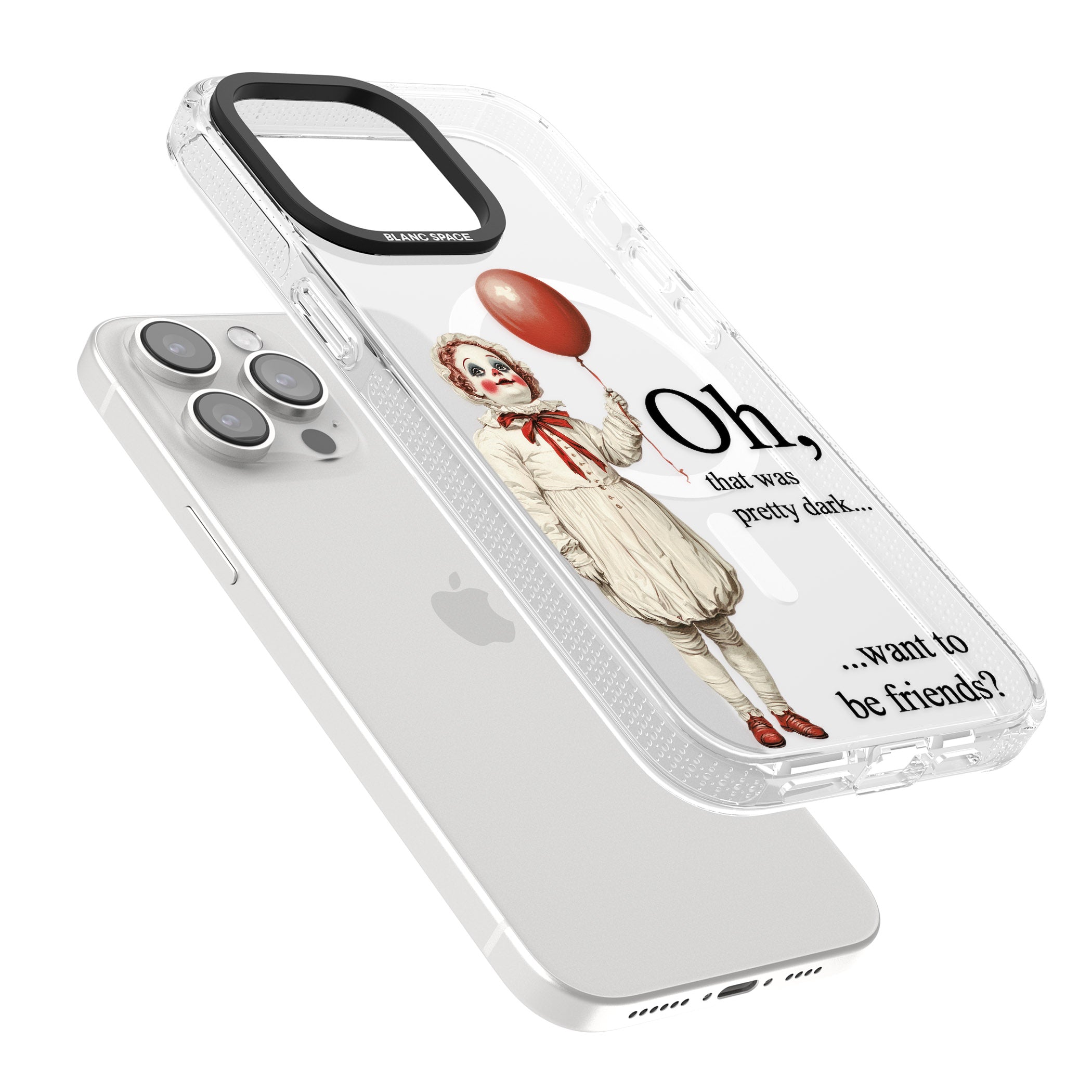 Want to be Friends? iPhone 15 Pro Max / 15 Pro / 14 Pro Max / 14 Pro / 13 Pro Clear Case Impact Air - Blanc Space