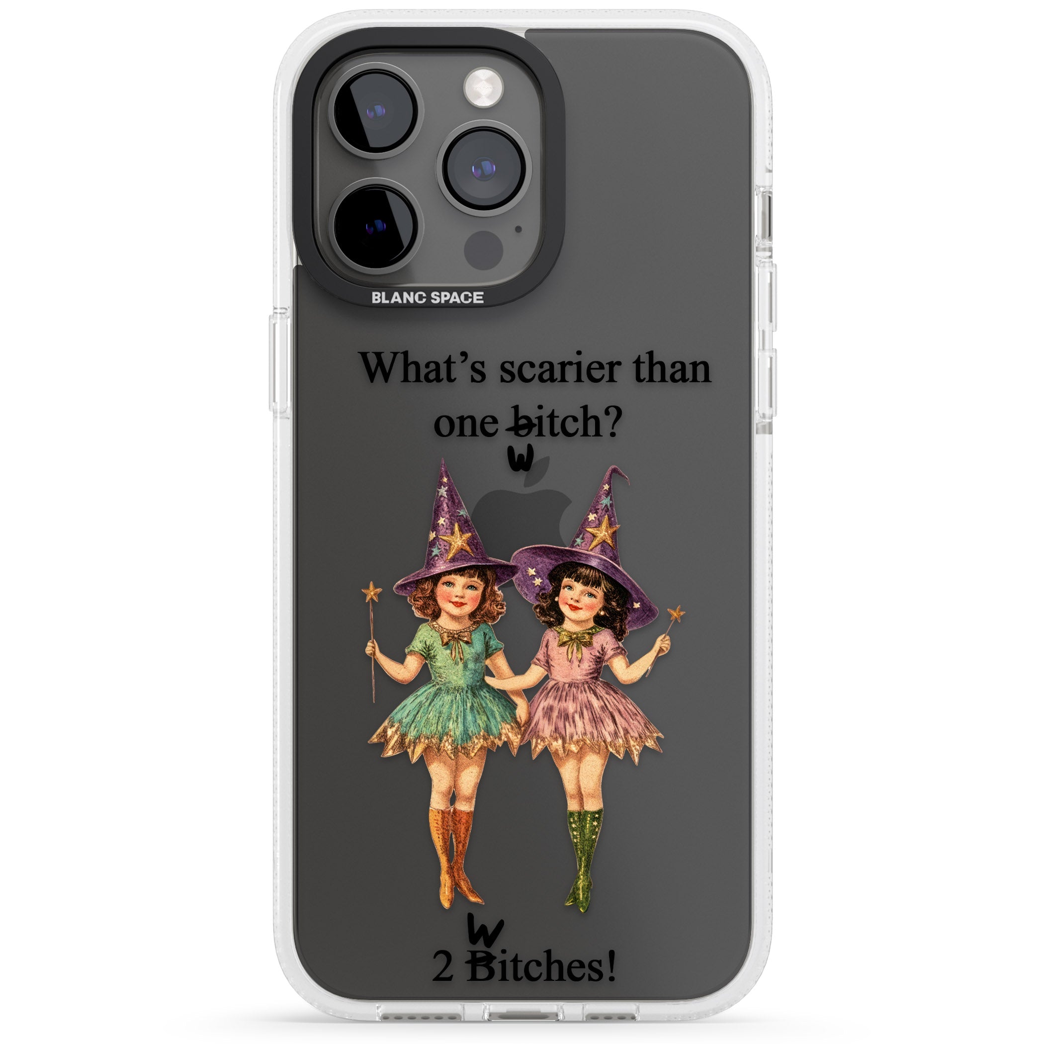 Two Witches iPhone 15 Pro Max / 15 Pro / 14 Pro Max / 14 Pro / 13 Pro Clear Case Impact Air - Blanc Space