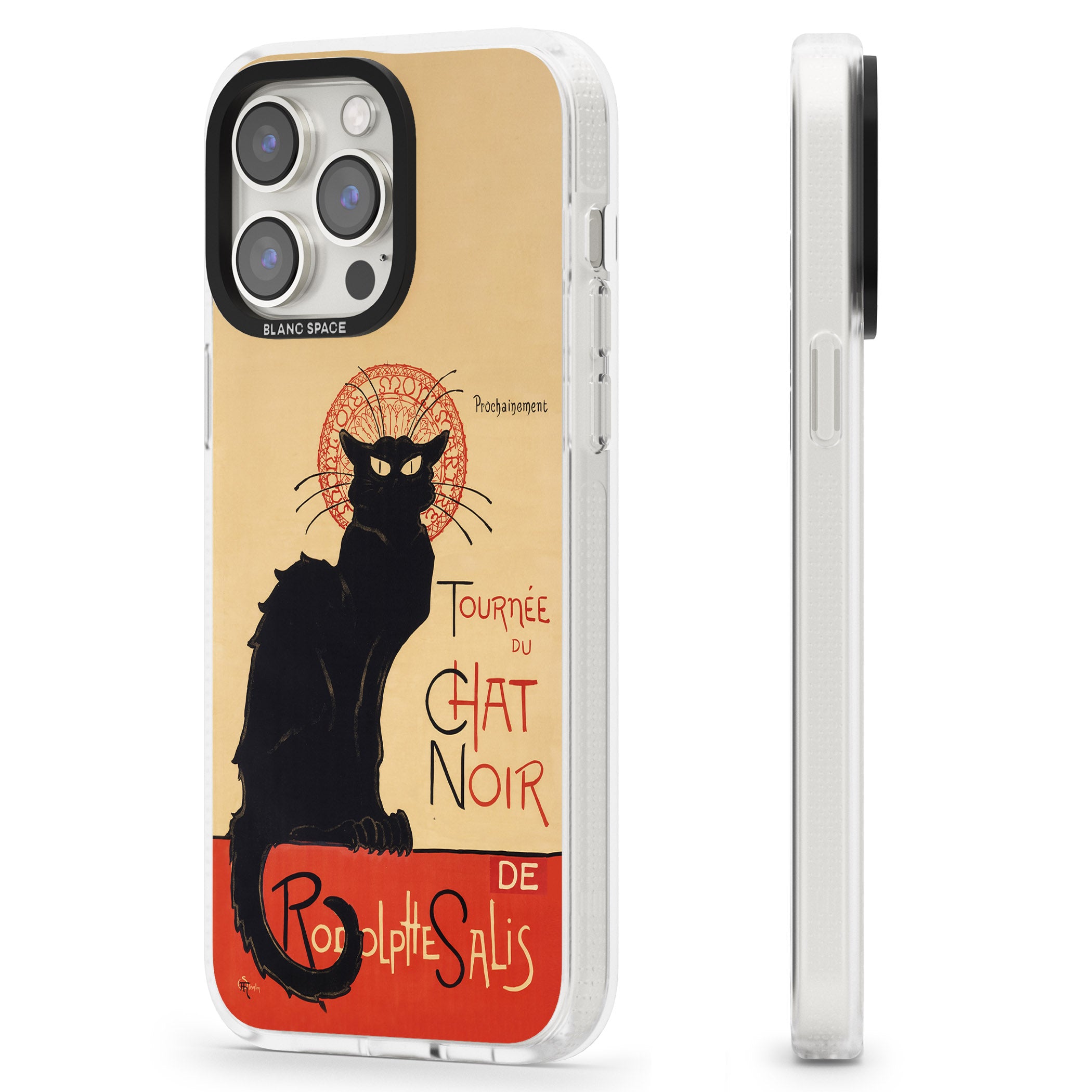 Tournee du Chat Noir Poster iPhone 15 Pro Max / 15 Pro / 14 Pro Max / 14 Pro / 13 Pro Clear Case Impact Air - Blanc Space