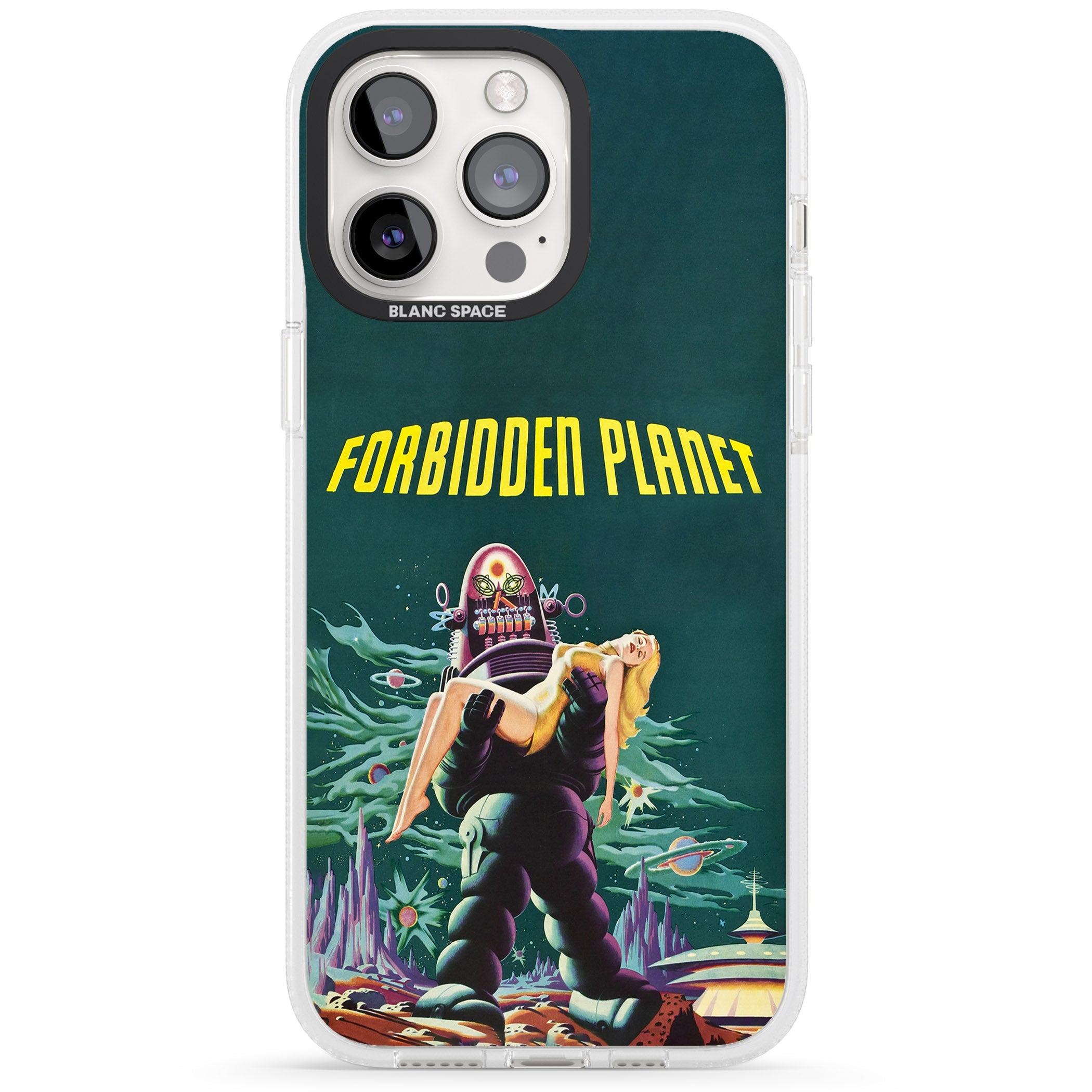 Forbidden Planet Poster iPhone 15 Pro Max / 15 Pro / 14 Pro Max / 14 Pro / 13 Pro Clear Case Impact Air - Blanc Space