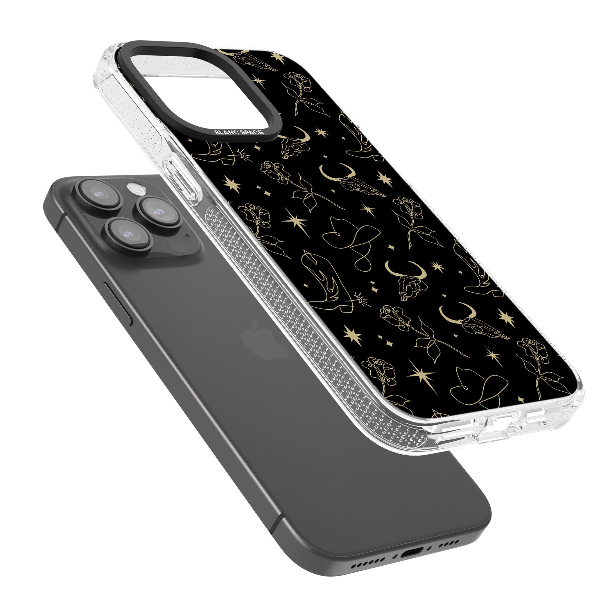 Celestial West Pattern iPhone 15 Pro Max / 15 Pro / 14 Pro Max / 14 Pro / 13 Pro Clear Case Impact Air - Blanc Space